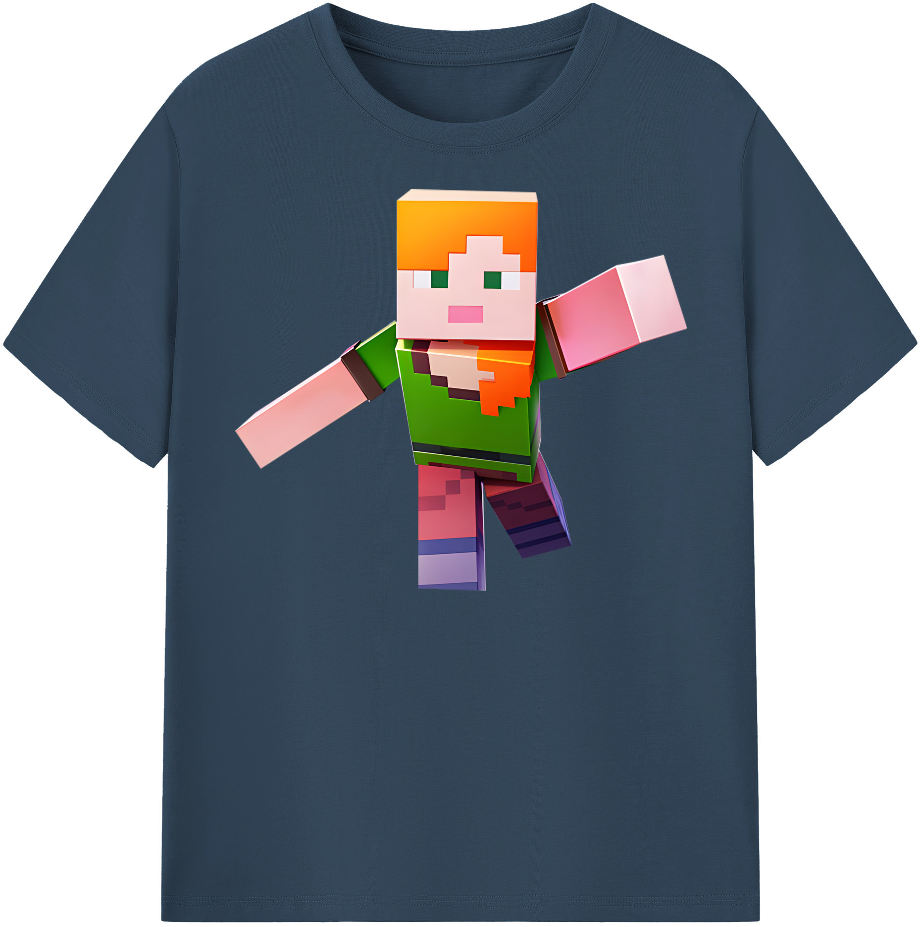 （画像用） マインクラフト ブロックの世界 Minecraft MC Block world 綿100％半袖Tシャツ（フロントプリント）