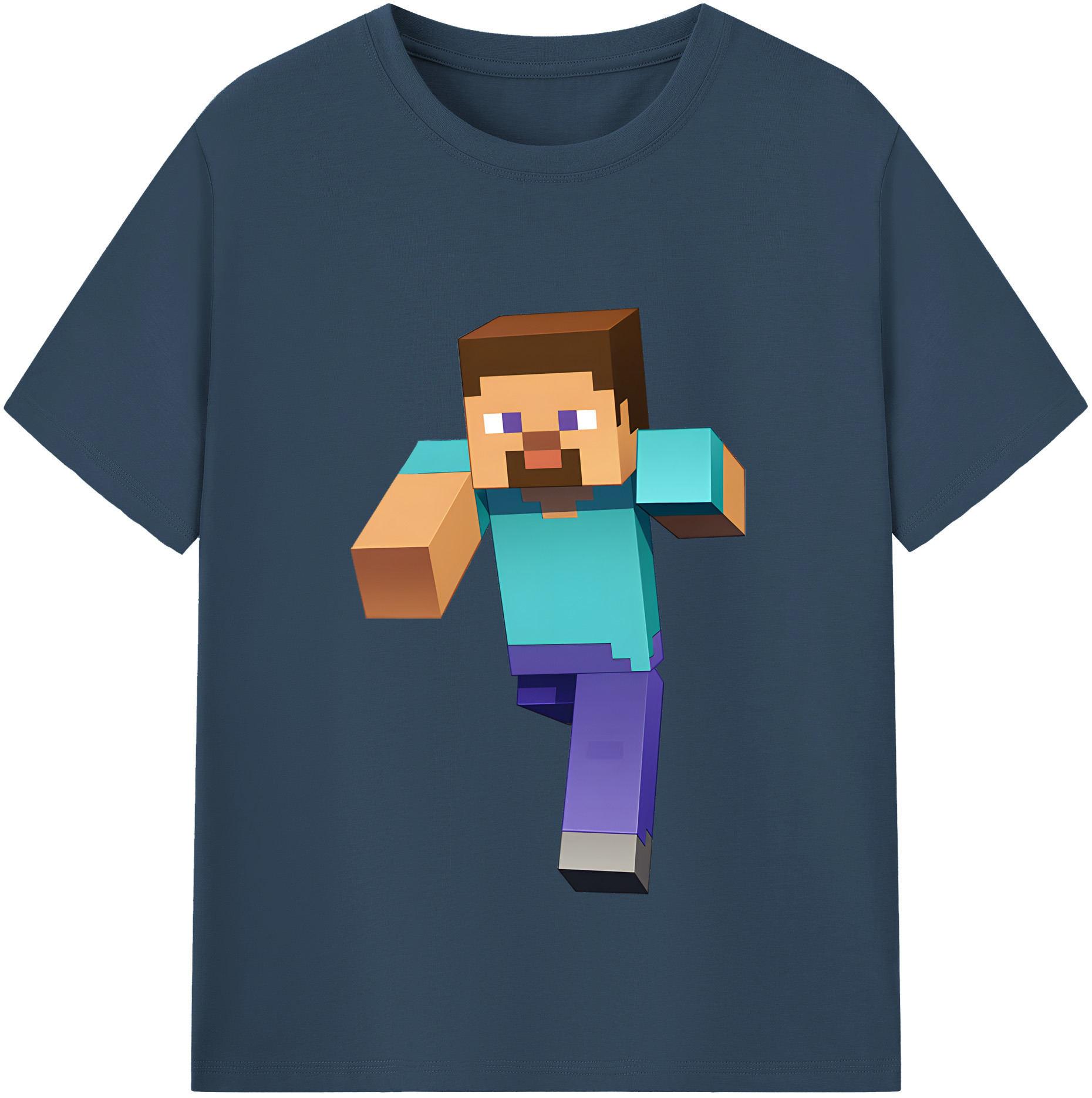 （画像用） マインクラフト ブロックの世界 Minecraft MC Block world 綿100％半袖Tシャツ（フロントプリント）