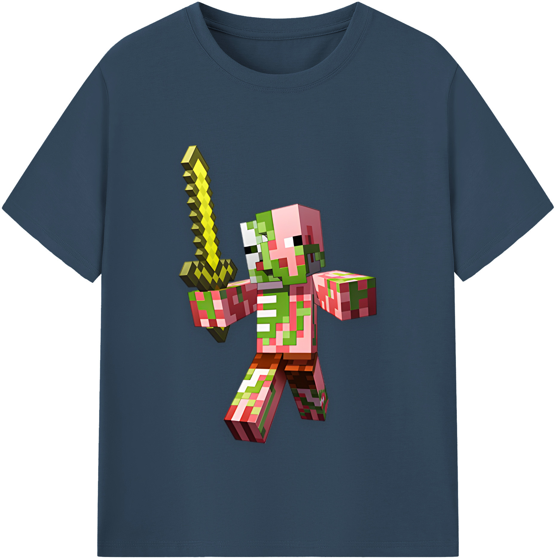 （画像用） マインクラフト ブロックの世界 Minecraft MC Block world 綿100％半袖Tシャツ（フロントプリント）
