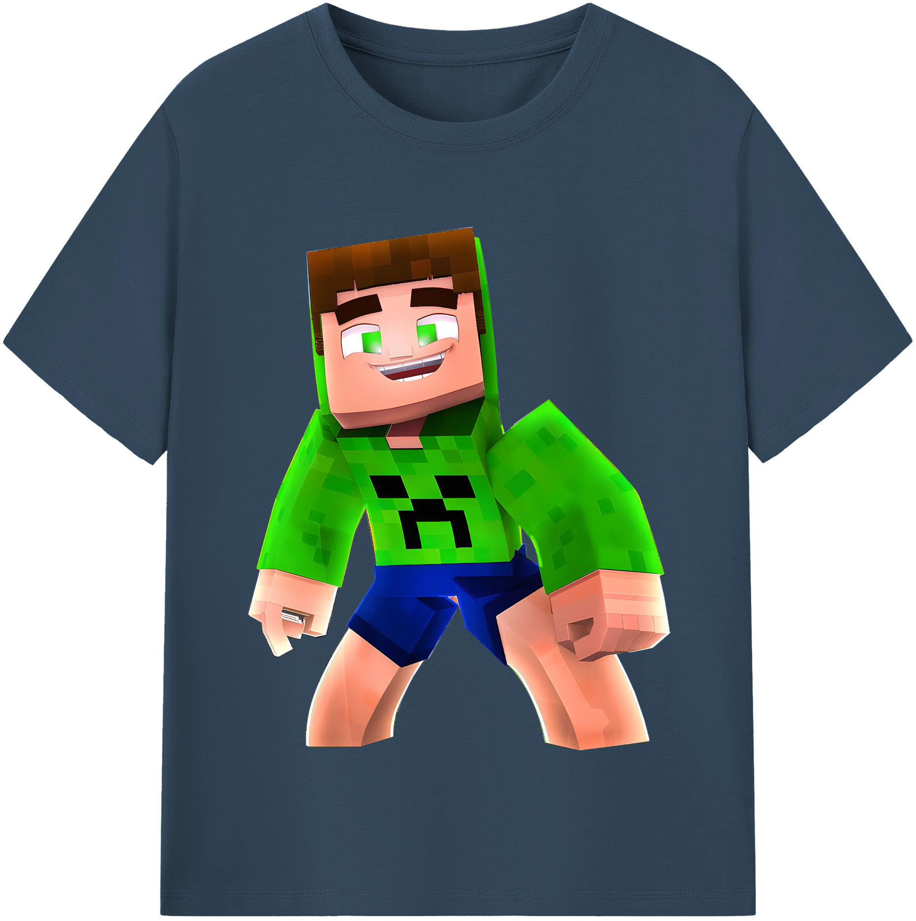（画像用） マインクラフト ブロックの世界 Minecraft MC Block world 綿100％半袖Tシャツ（フロントプリント）