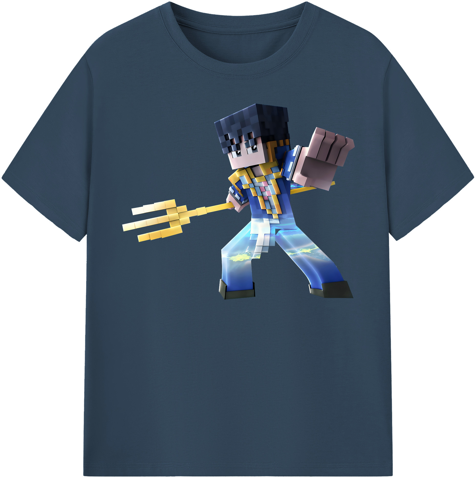 （画像用） マインクラフト ブロックの世界 Minecraft MC Block world 綿100％半袖Tシャツ（フロントプリント）