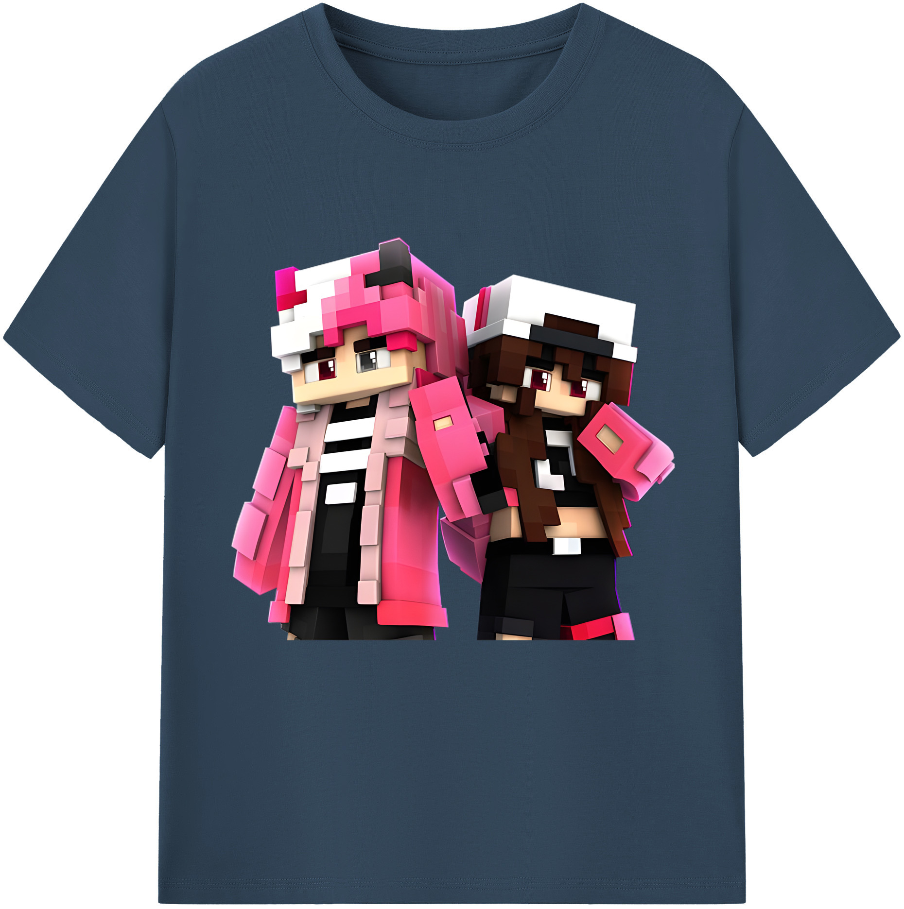 （画像用） マインクラフト ブロックの世界 Minecraft MC Block world 綿100％半袖Tシャツ（フロントプリント）