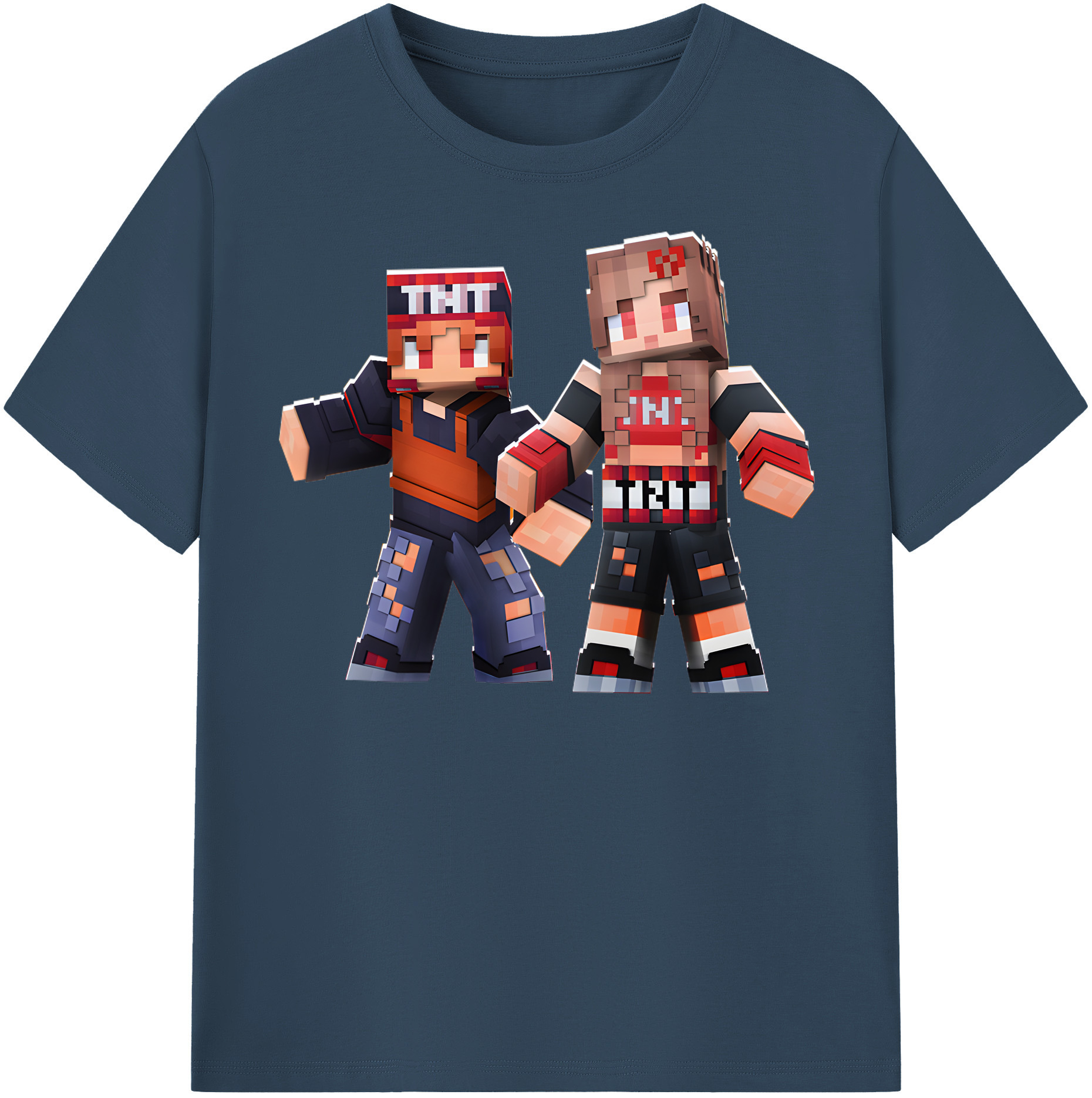 （画像用） マインクラフト ブロックの世界 Minecraft MC Block world 綿100％半袖Tシャツ（フロントプリント）