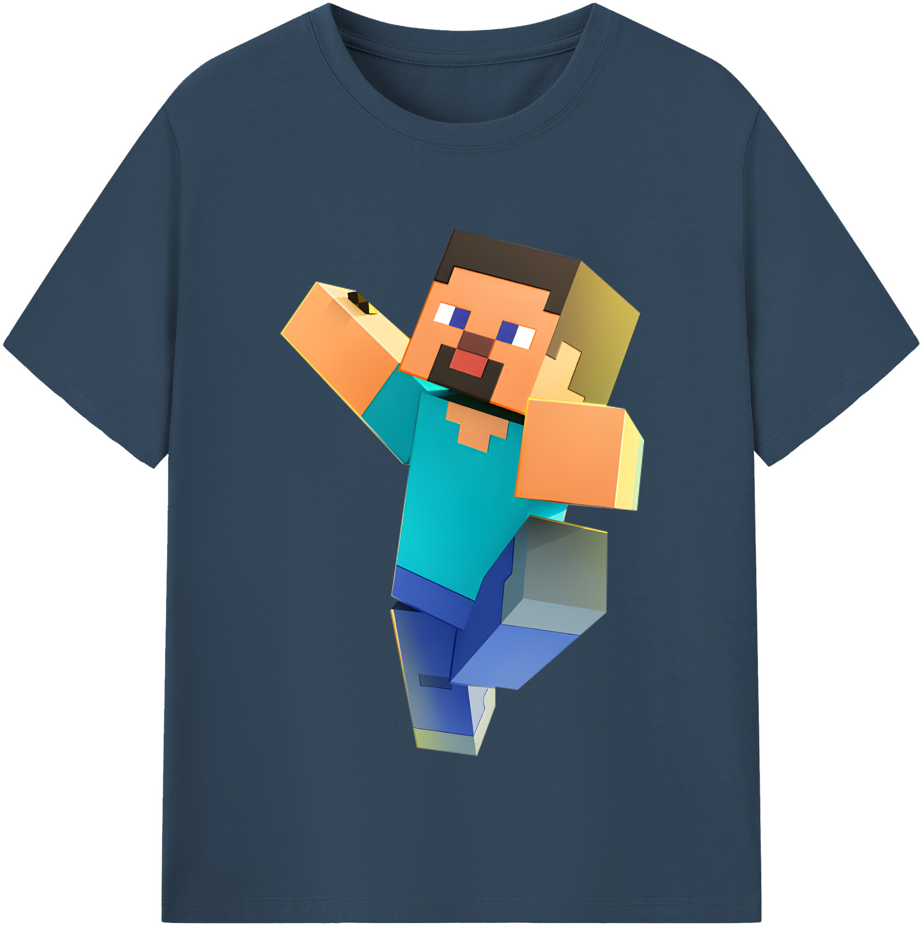 （画像用） マインクラフト ブロックの世界 Minecraft MC Block world 綿100％半袖Tシャツ（フロントプリント）