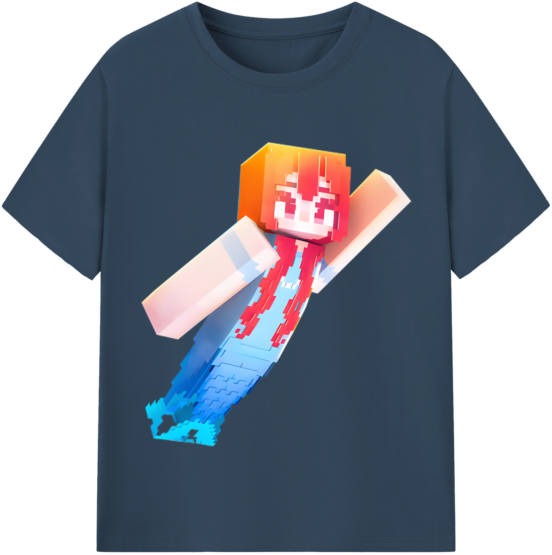 （画像用） マインクラフト ブロックの世界 Minecraft MC Block world 綿100％半袖Tシャツ（フロントプリント）