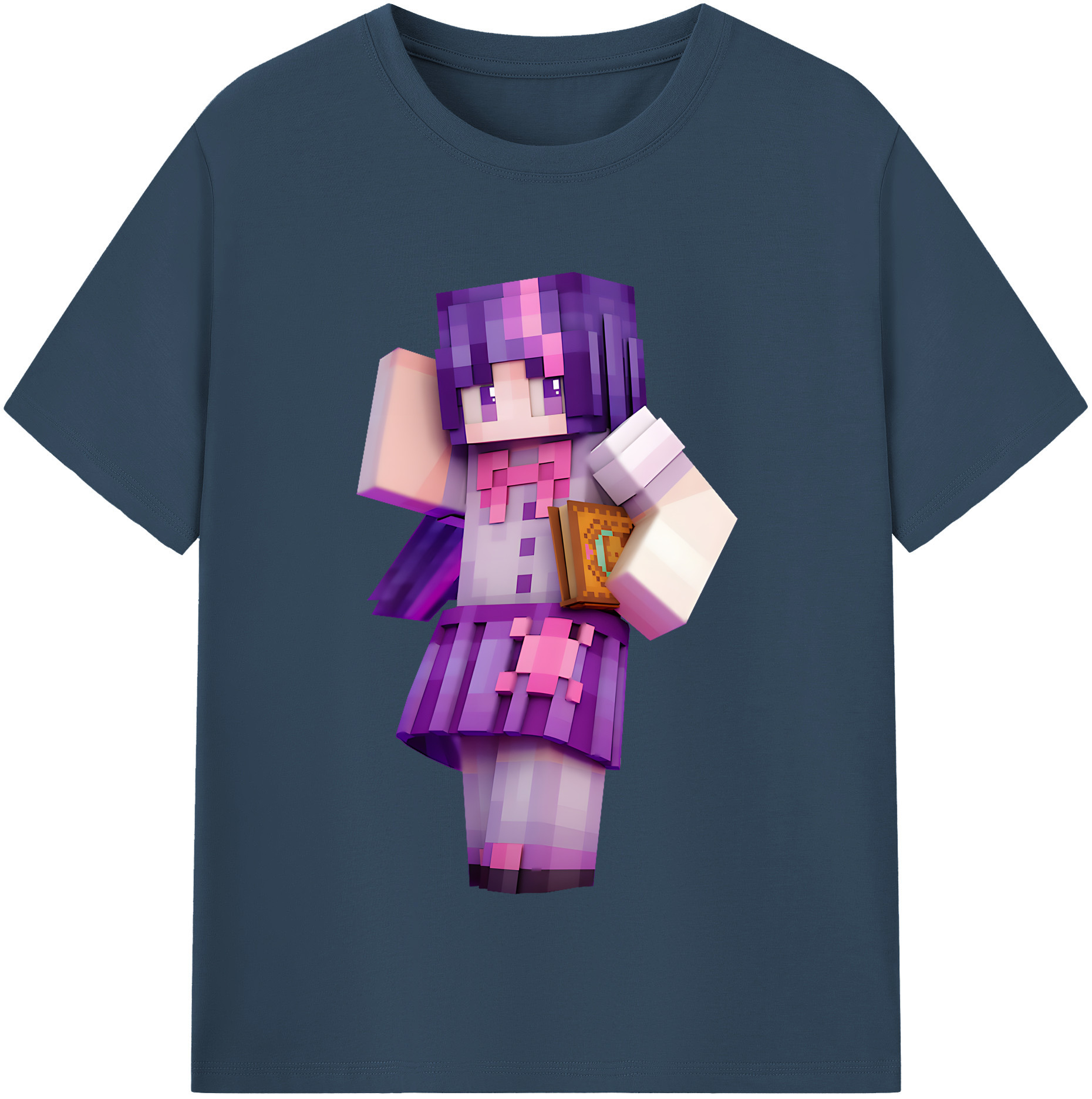 （画像用） マインクラフト ブロックの世界 Minecraft MC Block world 綿100％半袖Tシャツ（フロントプリント）