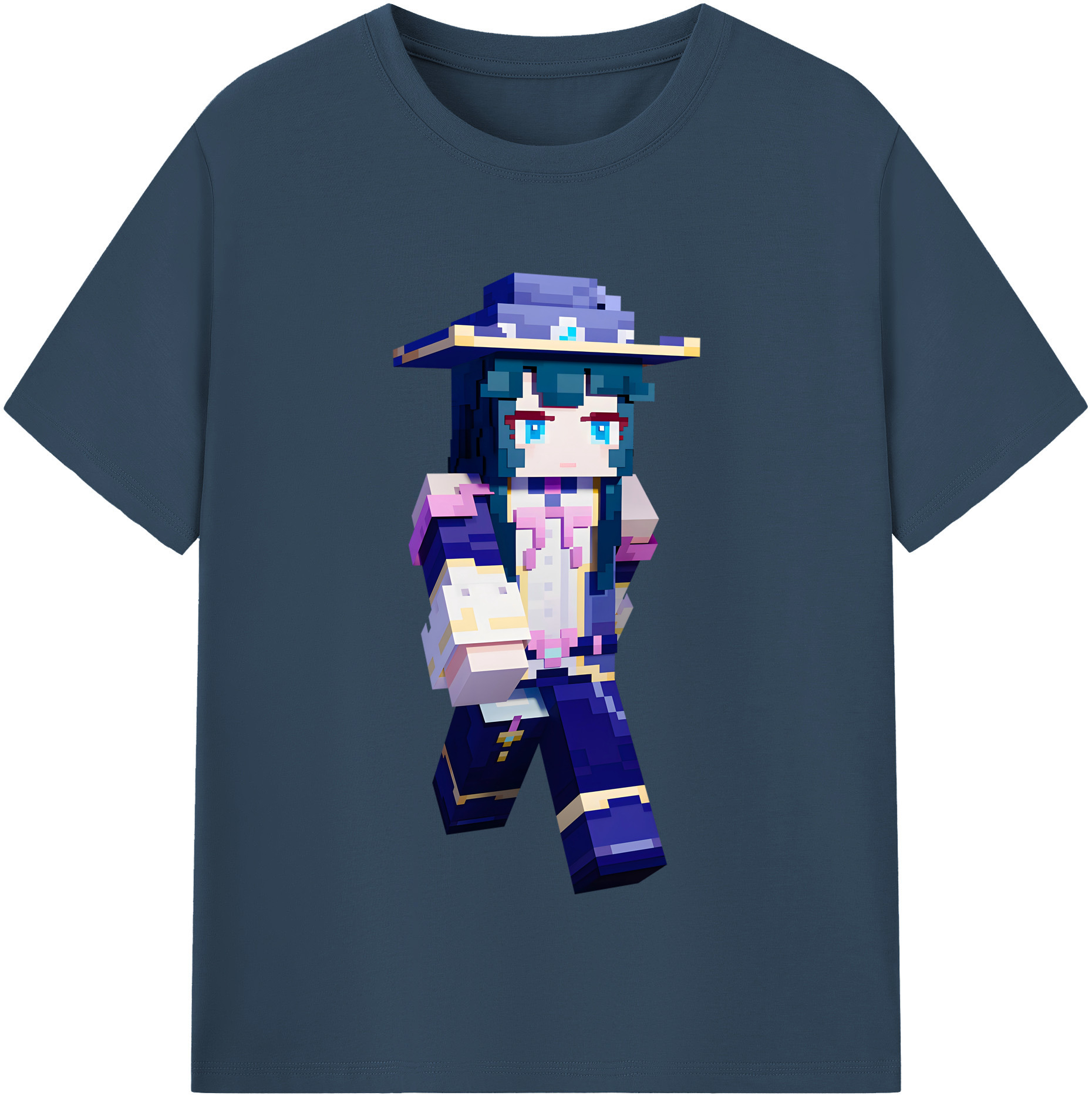 （画像用） マインクラフト ブロックの世界 Minecraft MC Block world 綿100％半袖Tシャツ（フロントプリント）