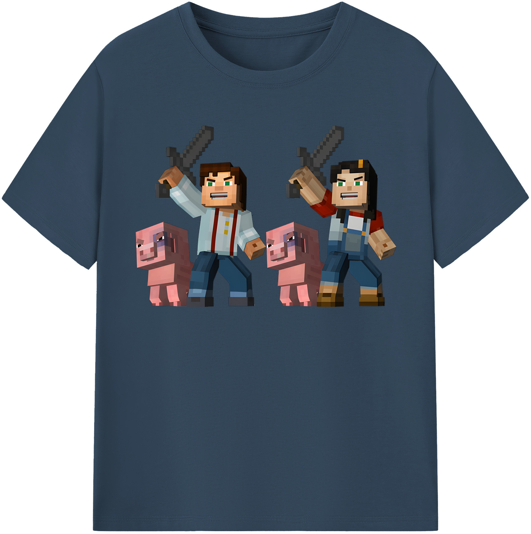 （画像用） マインクラフト ブロックの世界 Minecraft MC Block world 綿100％半袖Tシャツ（フロントプリント）