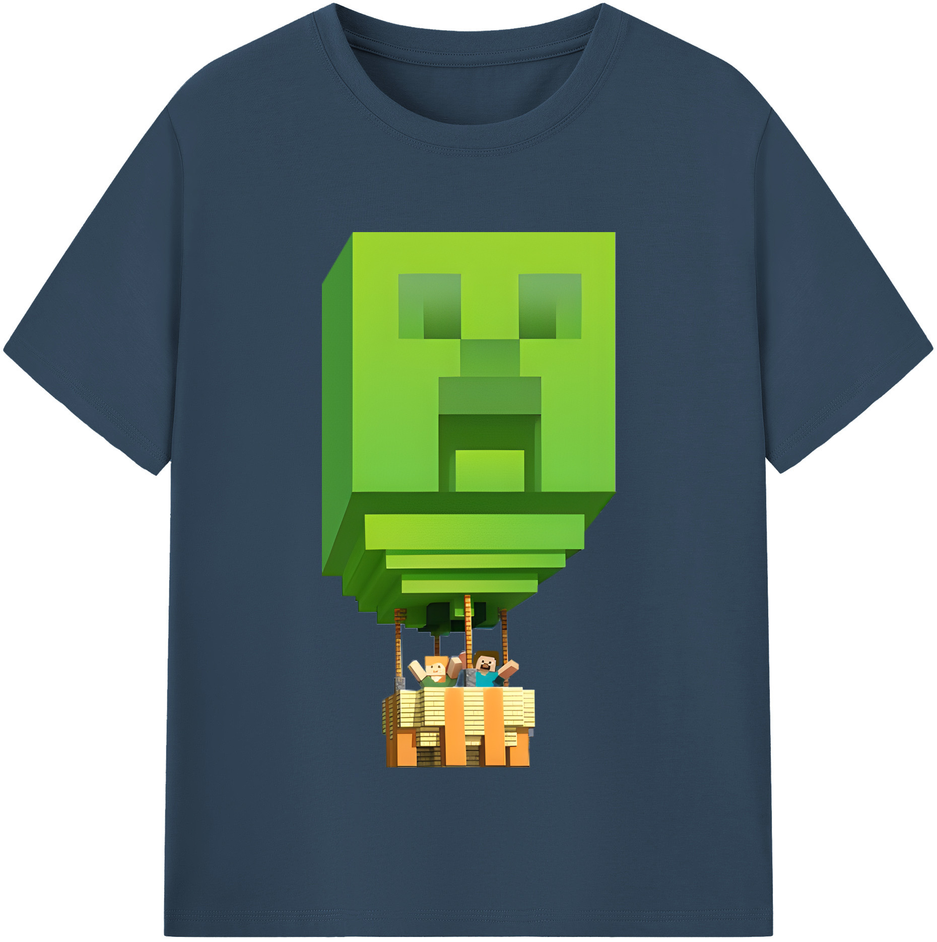 （画像用） マインクラフト ブロックの世界 Minecraft MC Block world 綿100％半袖Tシャツ（フロントプリント）