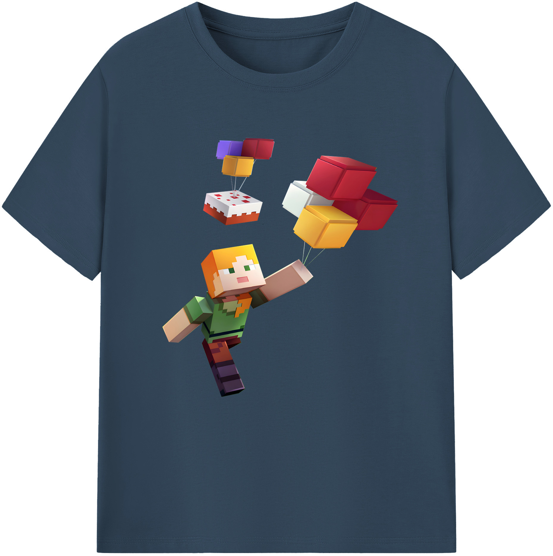 （画像用） マインクラフト ブロックの世界 Minecraft MC Block world 綿100％半袖Tシャツ（フロントプリント）