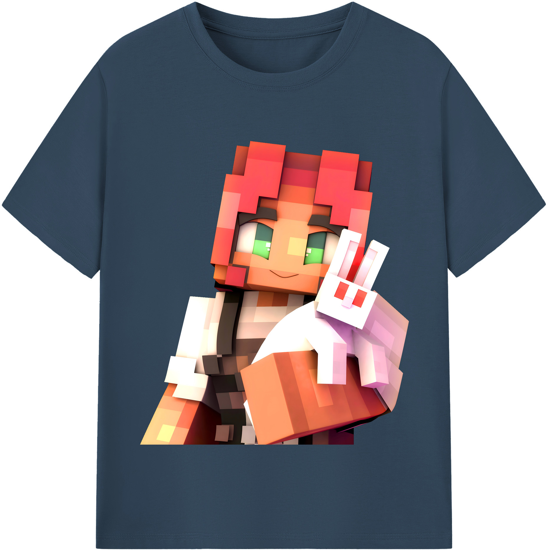 （画像用） マインクラフト ブロックの世界 Minecraft MC Block world 綿100％半袖Tシャツ（フロントプリント）