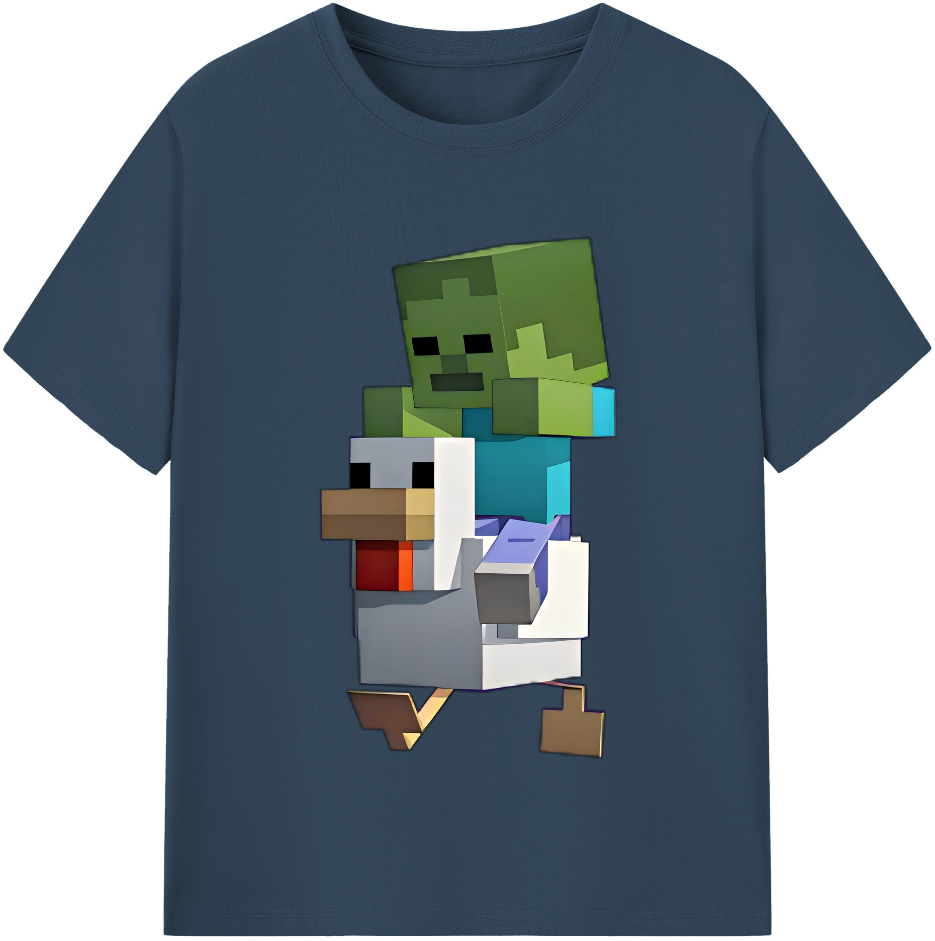 （画像用） マインクラフト ブロックの世界 Minecraft MC Block world 綿100％半袖Tシャツ（フロントプリント）