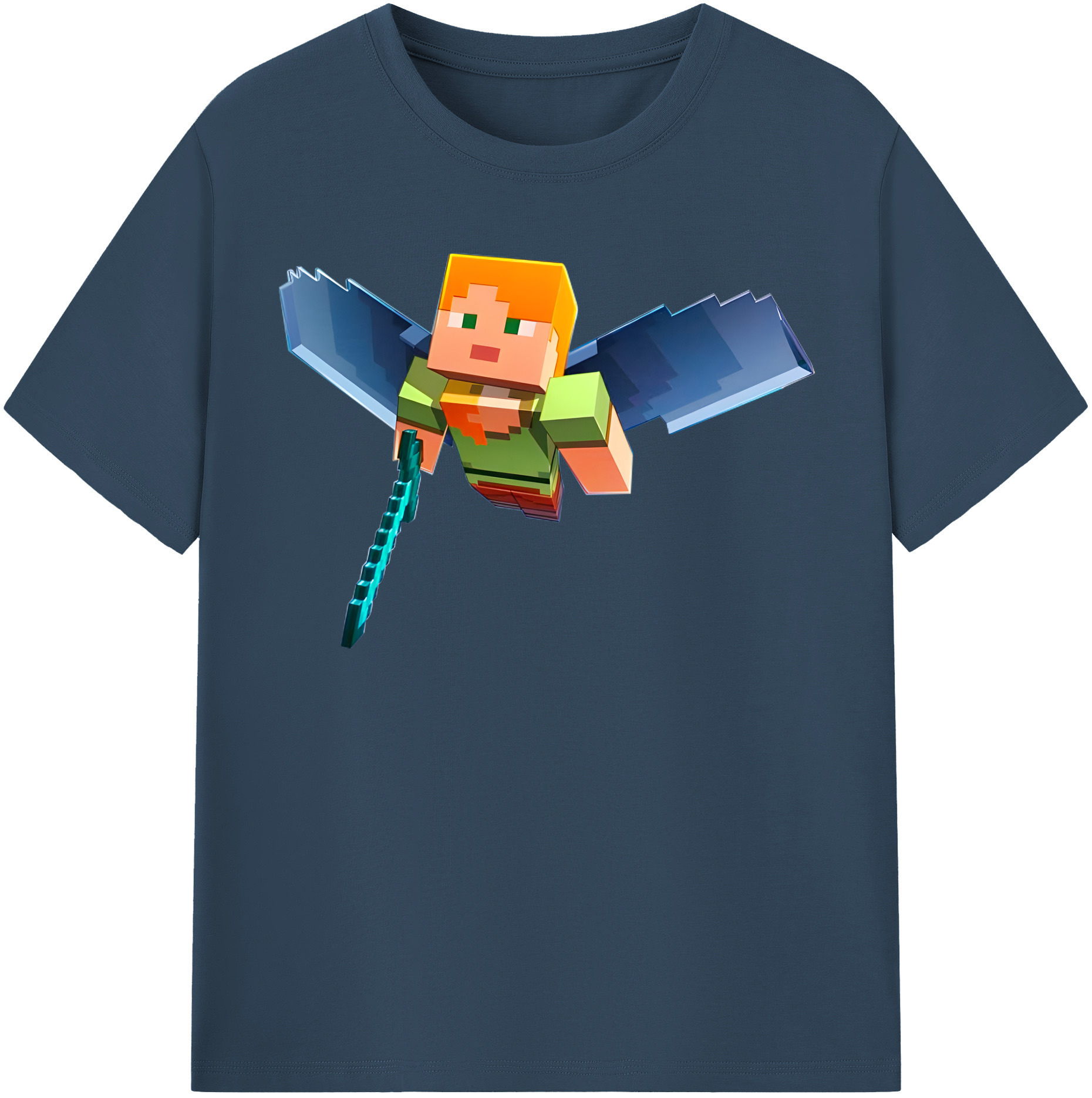 （画像用） マインクラフト ブロックの世界 Minecraft MC Block world 綿100％半袖Tシャツ（フロントプリント）