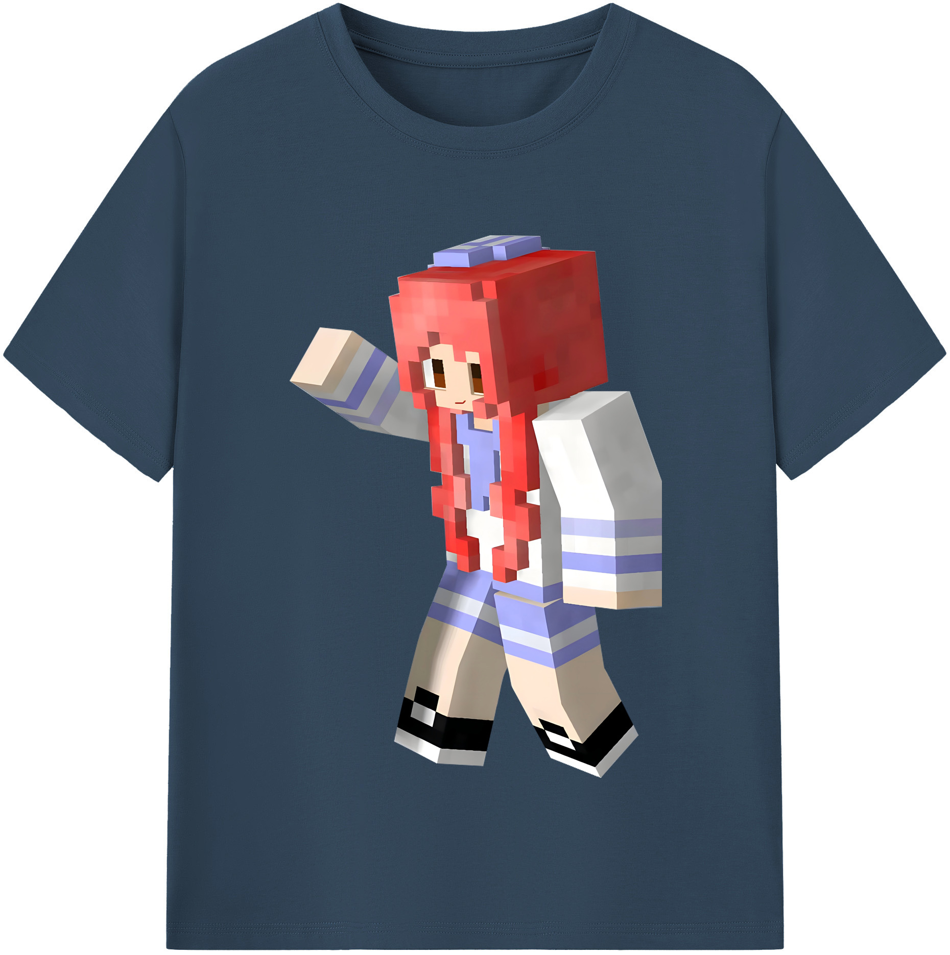 （画像用） マインクラフト ブロックの世界 Minecraft MC Block world 綿100％半袖Tシャツ（フロントプリント）