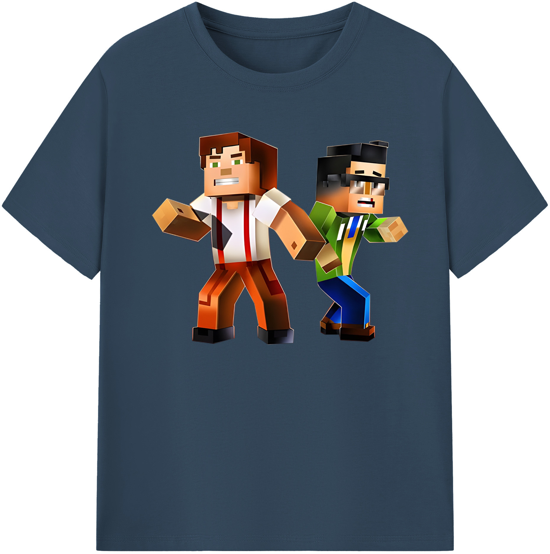 （画像用） マインクラフト ブロックの世界 Minecraft MC Block world 綿100％半袖Tシャツ（フロントプリント）