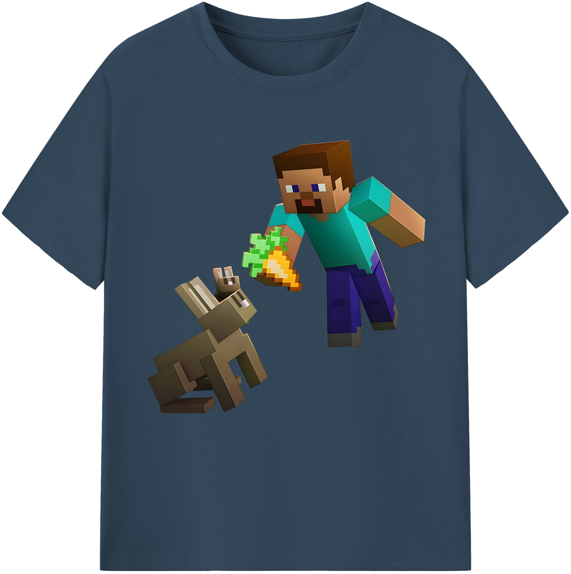 （画像用） マインクラフト ブロックの世界 Minecraft MC Block world 綿100％半袖Tシャツ（フロントプリント）