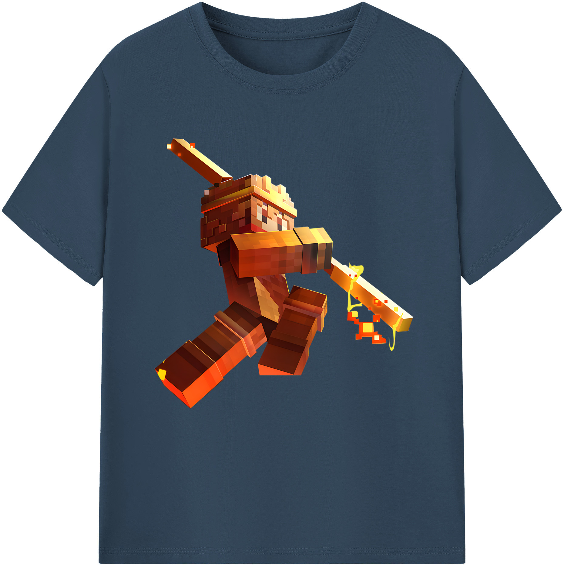 （画像用） マインクラフト ブロックの世界 Minecraft MC Block world 綿100％半袖Tシャツ（フロントプリント）