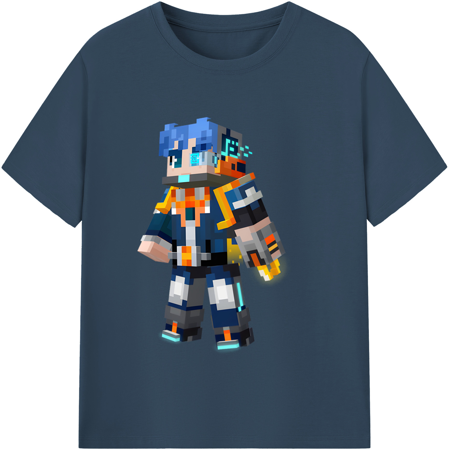 （画像用） マインクラフト ブロックの世界 Minecraft MC Block world 綿100％半袖Tシャツ（フロントプリント）