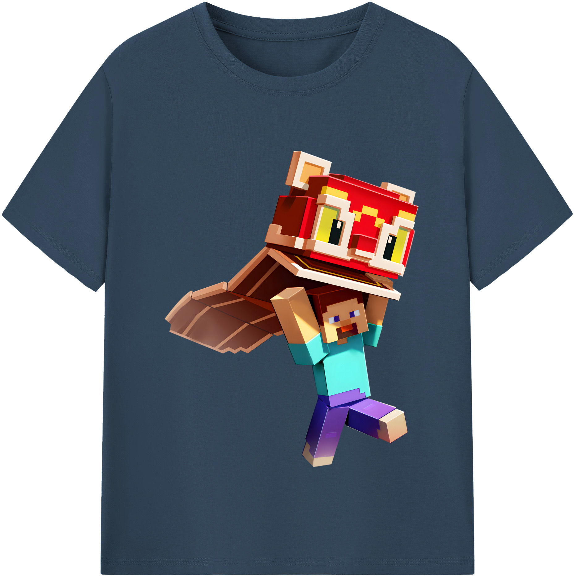 （画像用） マインクラフト ブロックの世界 Minecraft MC Block world 綿100％半袖Tシャツ（フロントプリント）