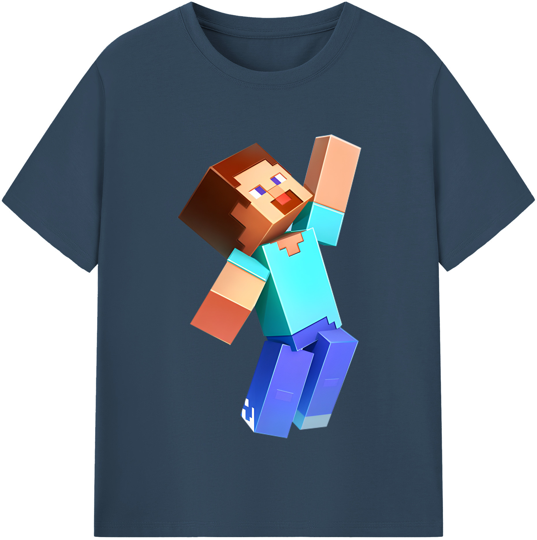 （画像用） マインクラフト ブロックの世界 Minecraft MC Block world 綿100％半袖Tシャツ（フロントプリント）