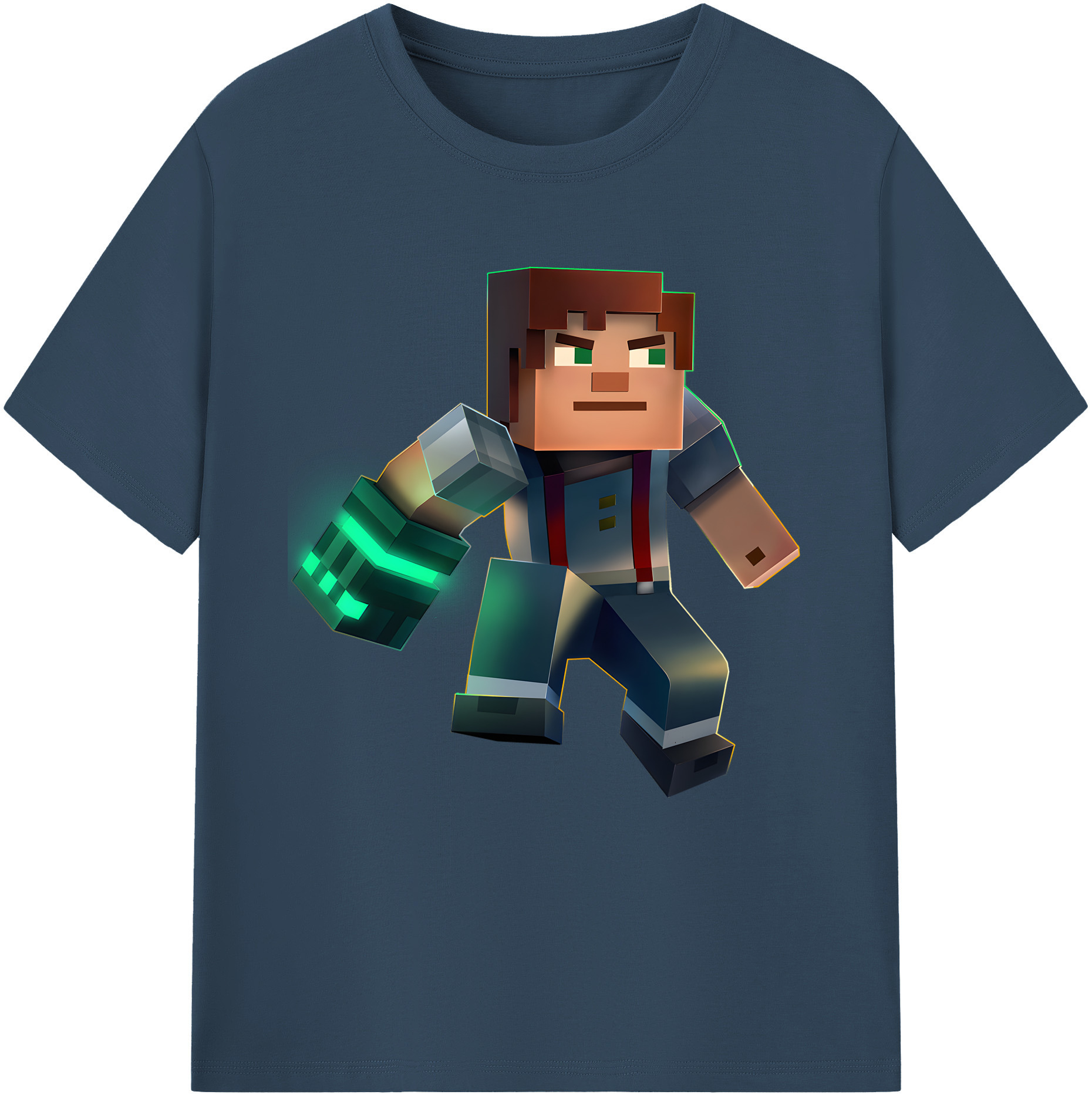 （画像用） マインクラフト ブロックの世界 Minecraft MC Block world 綿100％半袖Tシャツ（フロントプリント）