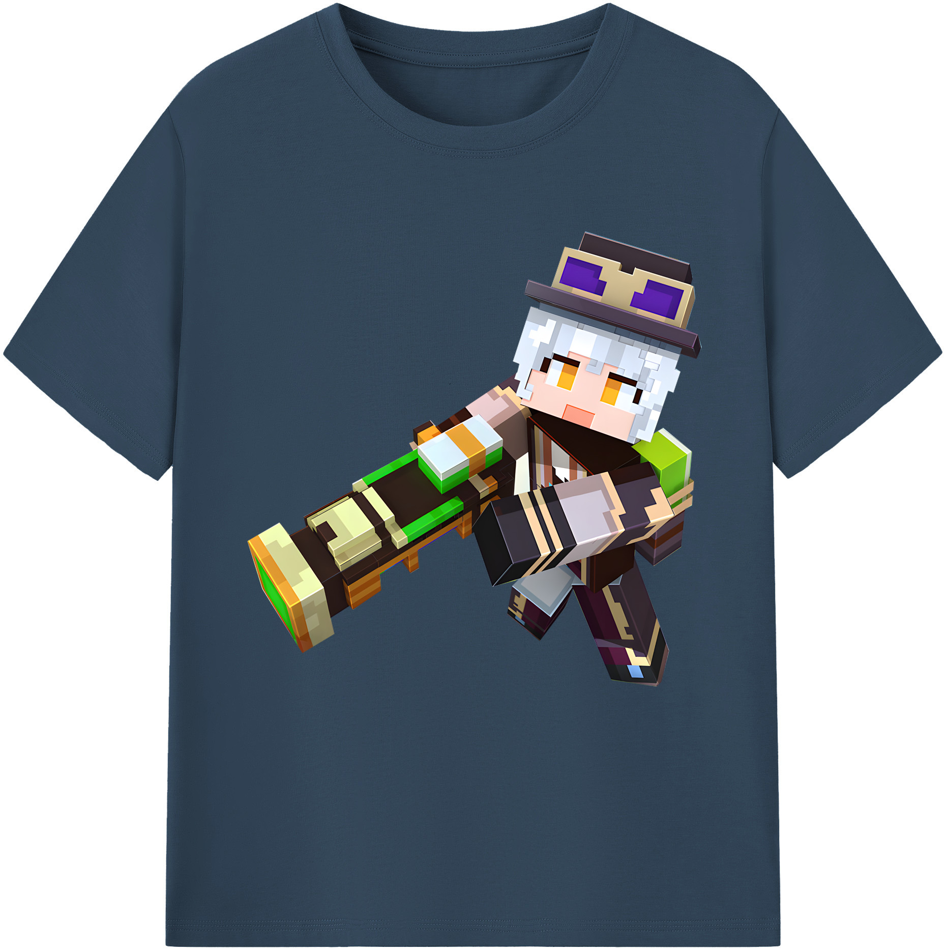 （画像用） マインクラフト ブロックの世界 Minecraft MC Block world 綿100％半袖Tシャツ（フロントプリント）