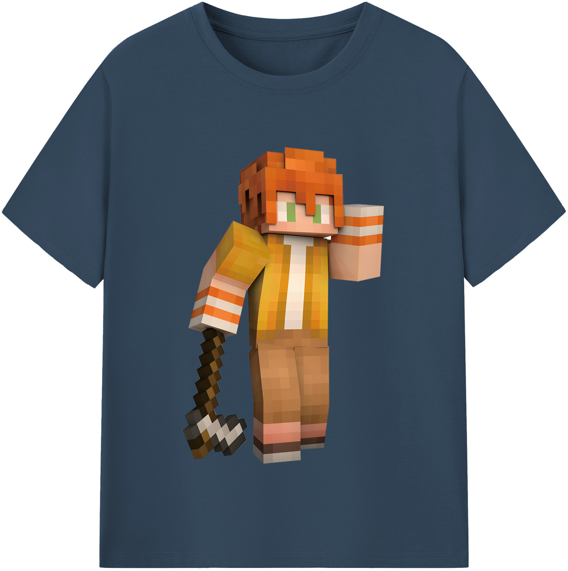 （画像用） マインクラフト ブロックの世界 Minecraft MC Block world 綿100％半袖Tシャツ（フロントプリント）