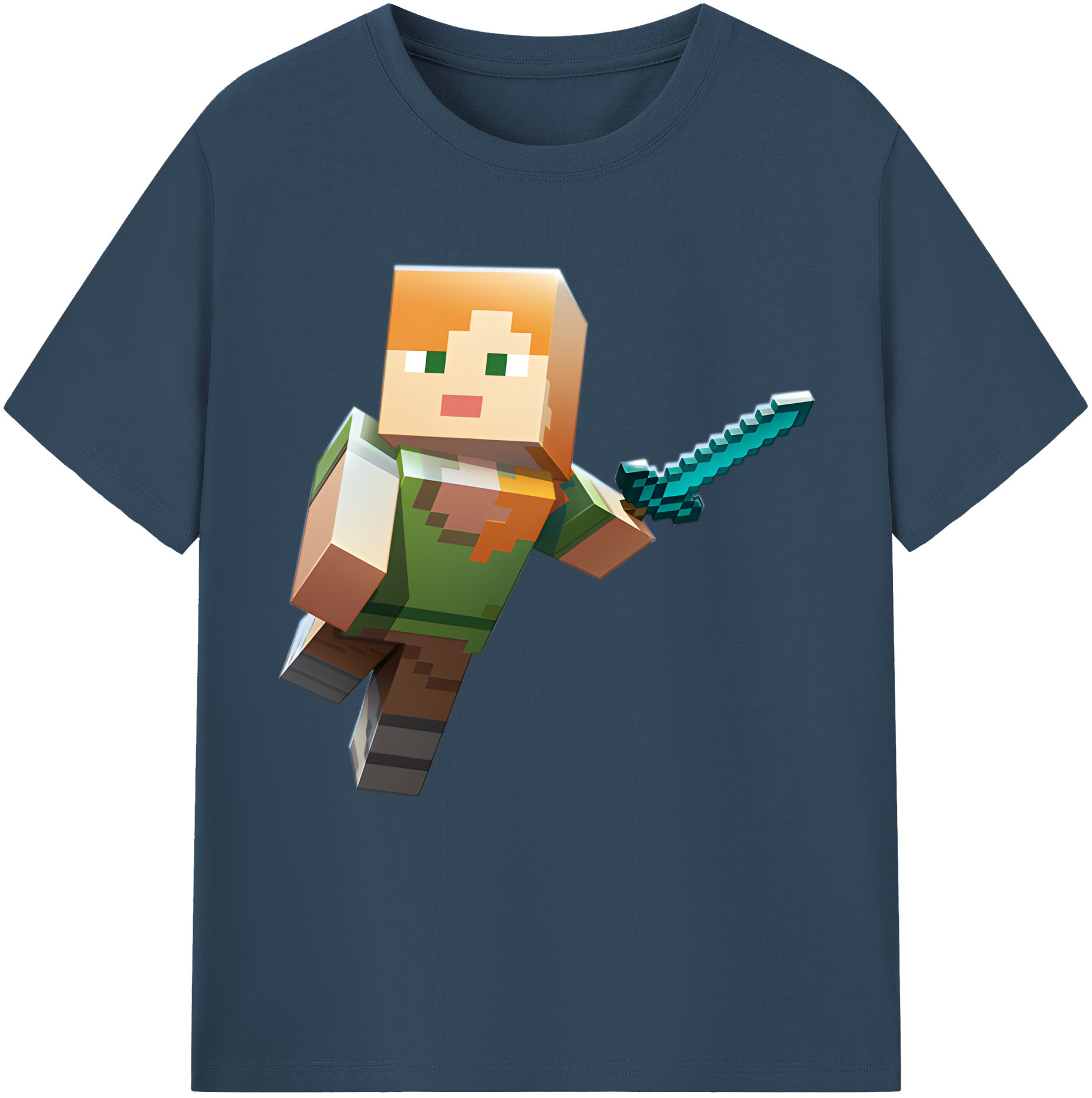 （画像用） マインクラフト ブロックの世界 Minecraft MC Block world 綿100％半袖Tシャツ（フロントプリント）