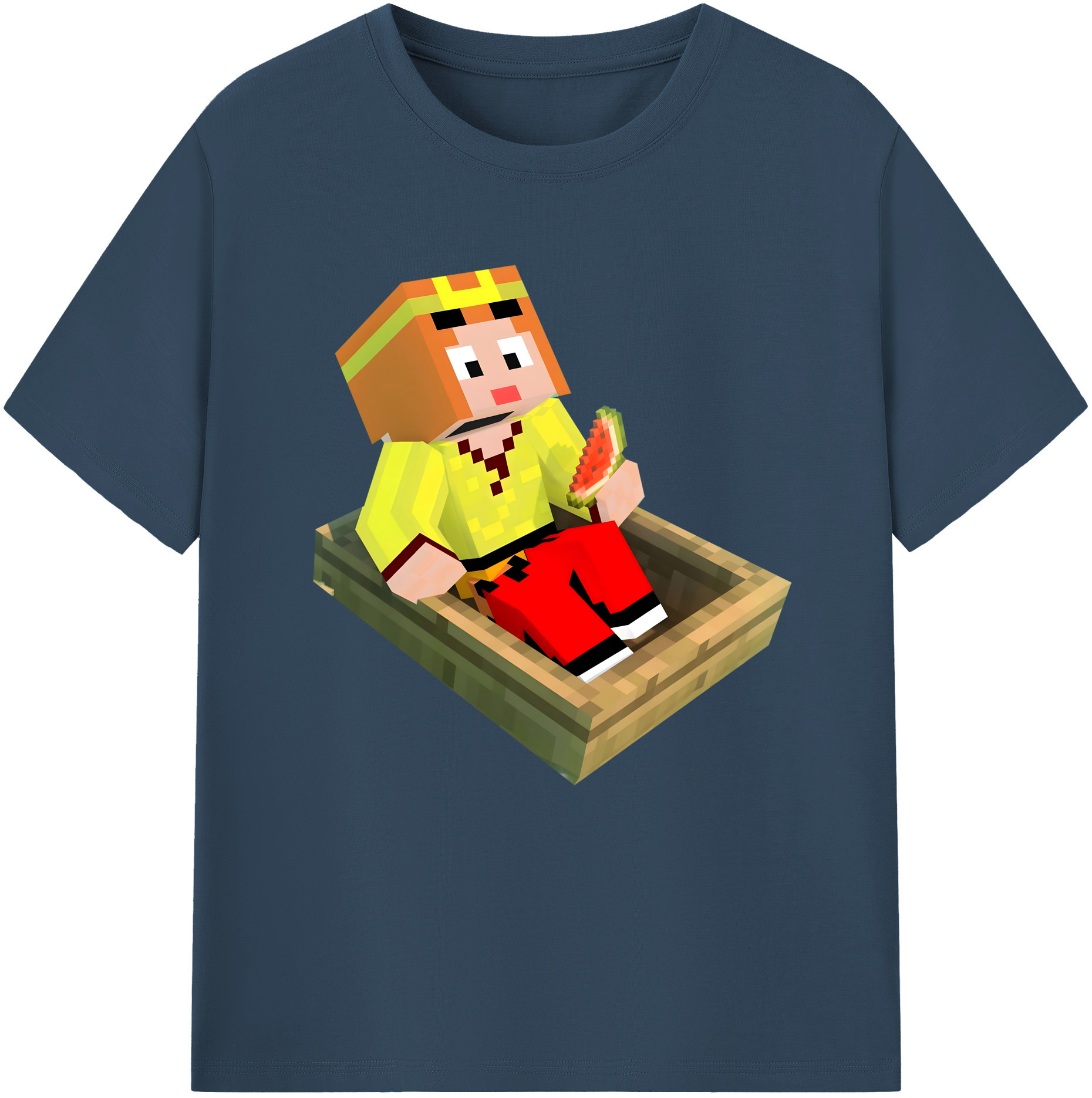 （画像用） マインクラフト ブロックの世界 Minecraft MC Block world 綿100％半袖Tシャツ（フロントプリント）