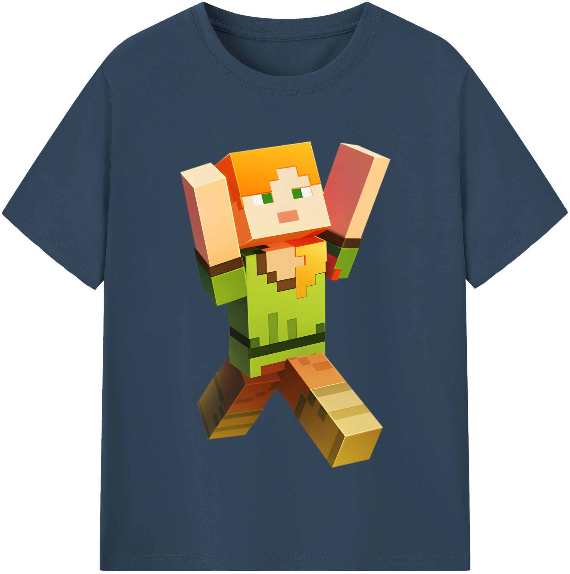 （画像用） マインクラフト ブロックの世界 Minecraft MC Block world 綿100％半袖Tシャツ（フロントプリント）