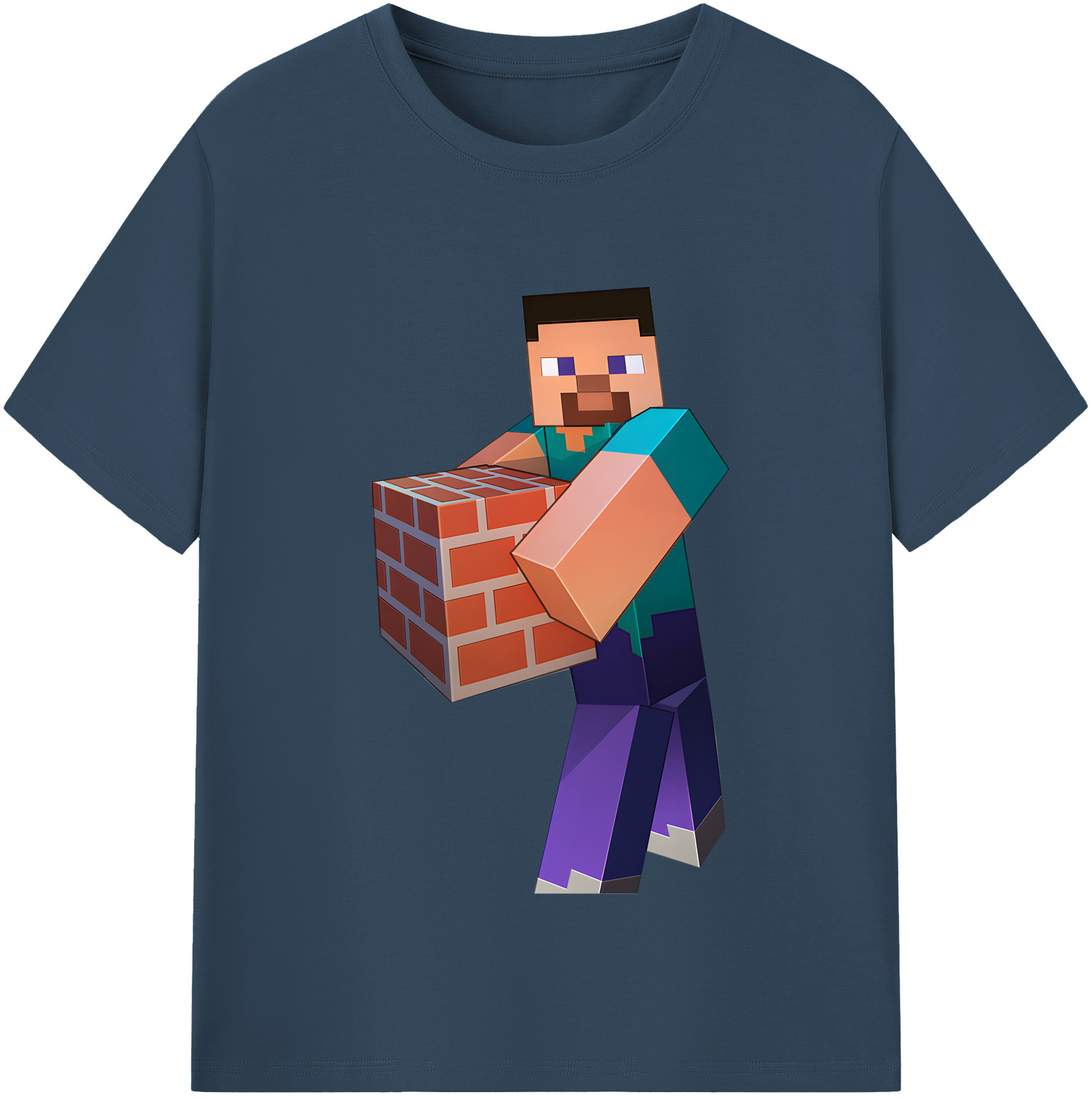 （画像用） マインクラフト ブロックの世界 Minecraft MC Block world 綿100％半袖Tシャツ（フロントプリント）