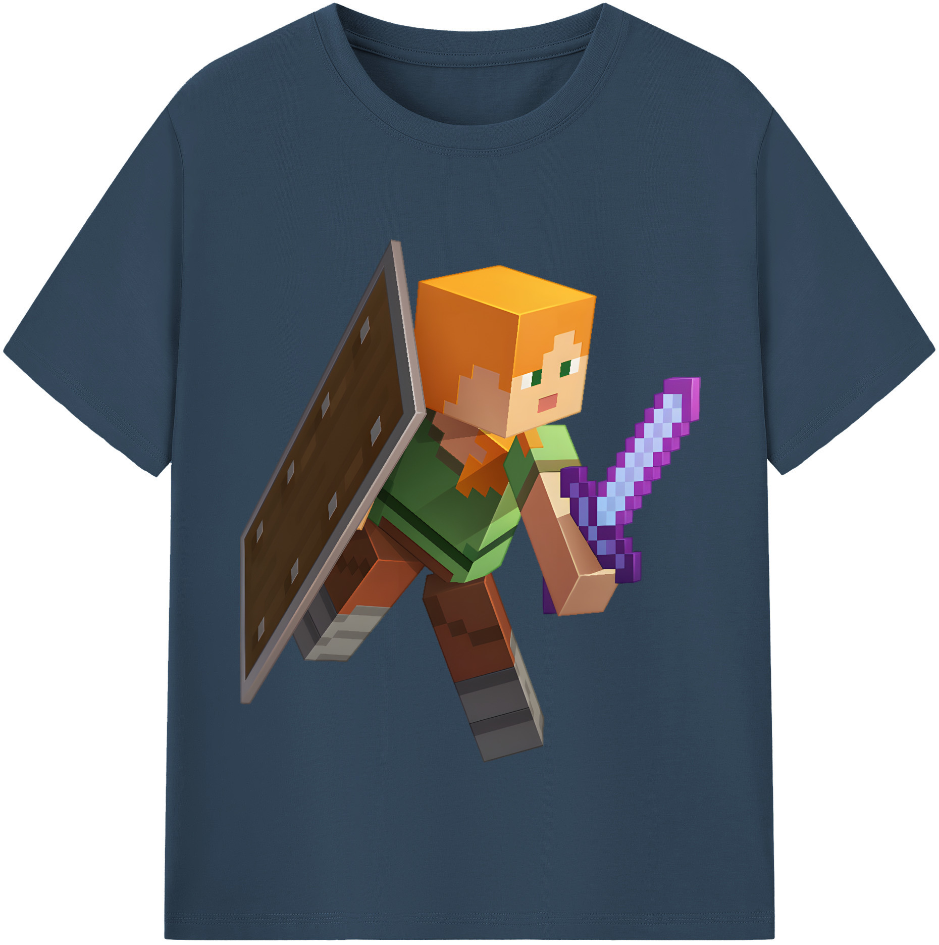 （画像用） マインクラフト ブロックの世界 Minecraft MC Block world 綿100％半袖Tシャツ（フロントプリント）