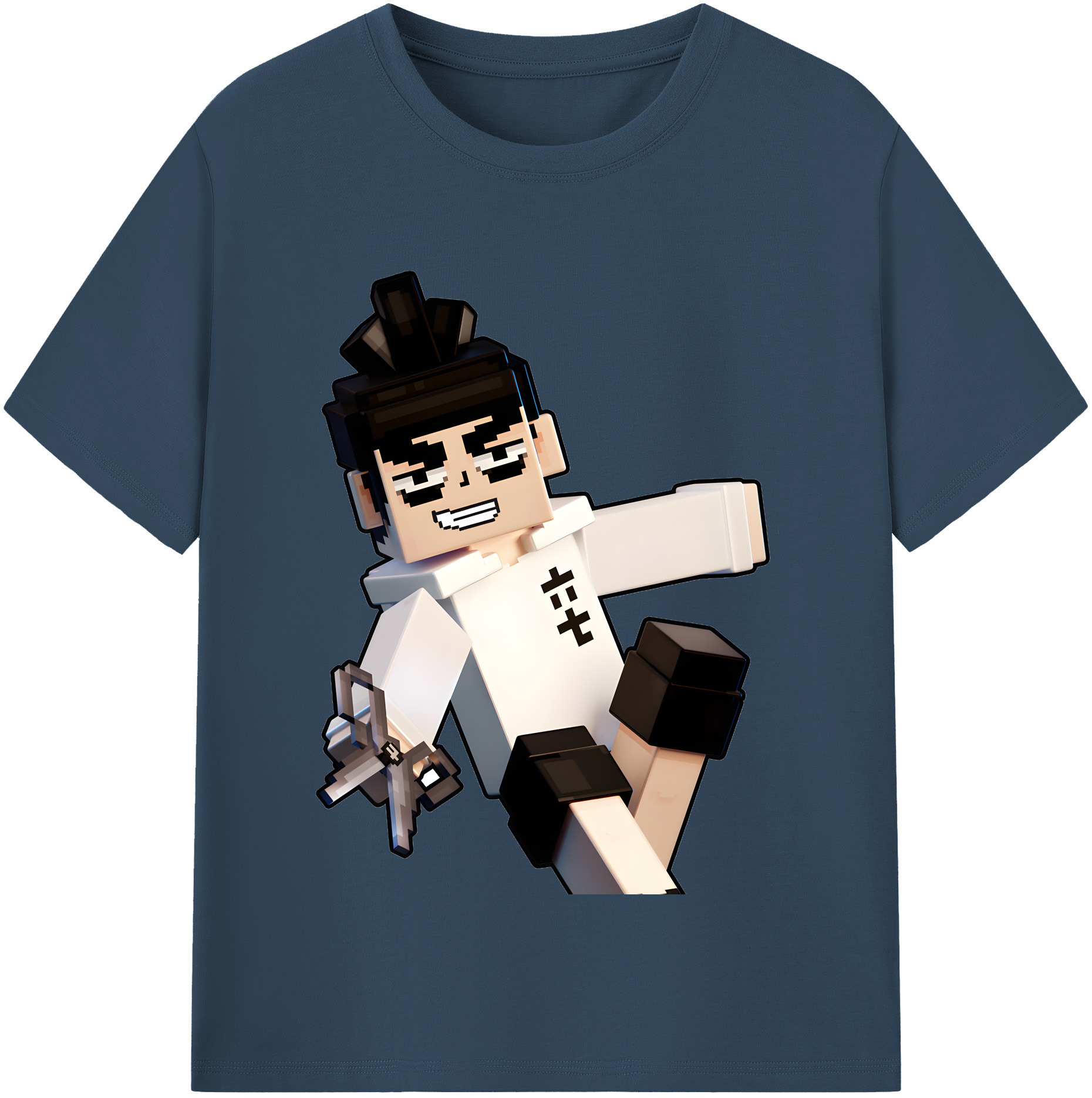 （画像用） マインクラフト ブロックの世界 Minecraft MC Block world 綿100％半袖Tシャツ（フロントプリント）