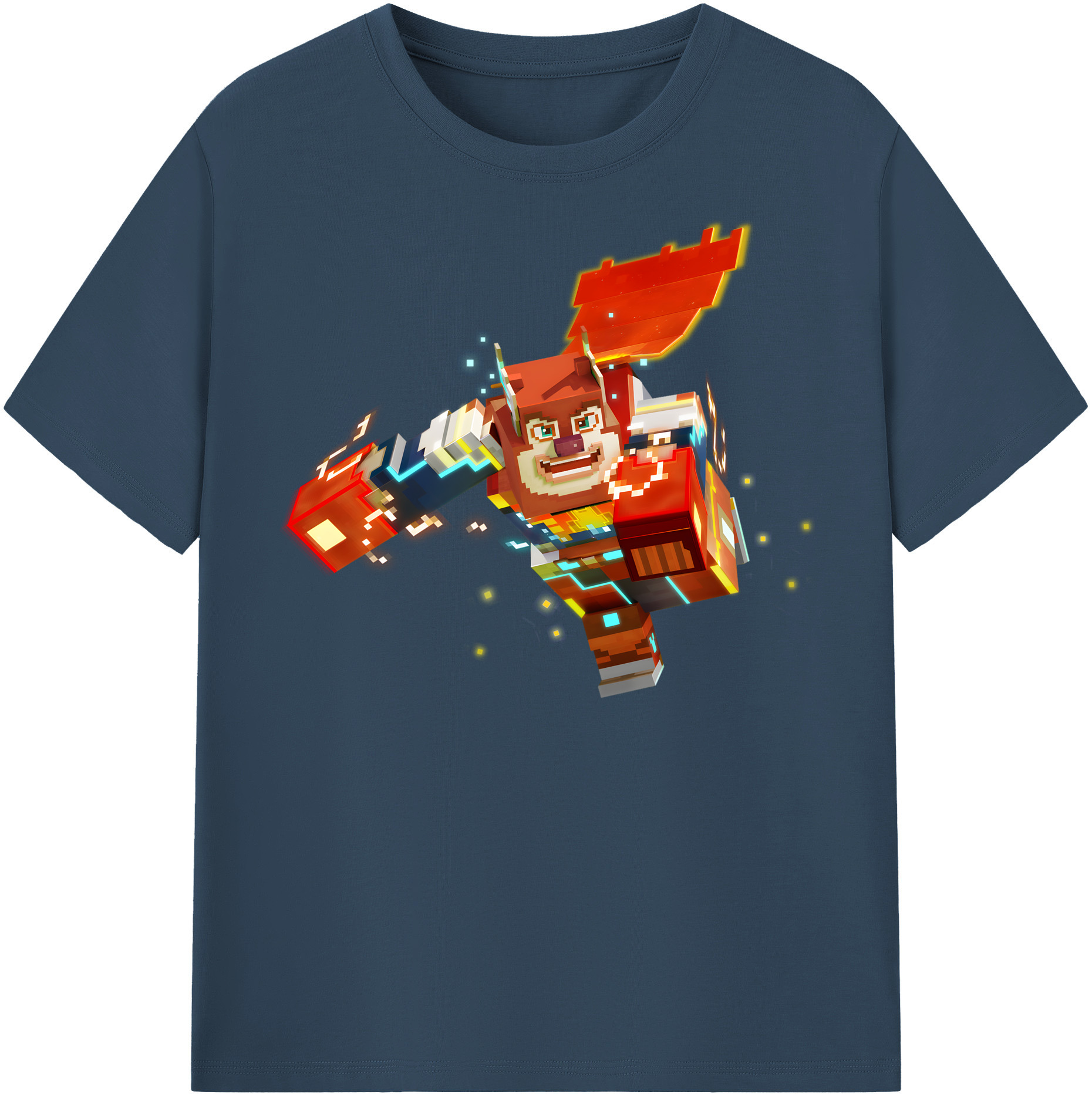 （画像用） マインクラフト ブロックの世界 Minecraft MC Block world 綿100％半袖Tシャツ（フロントプリント）