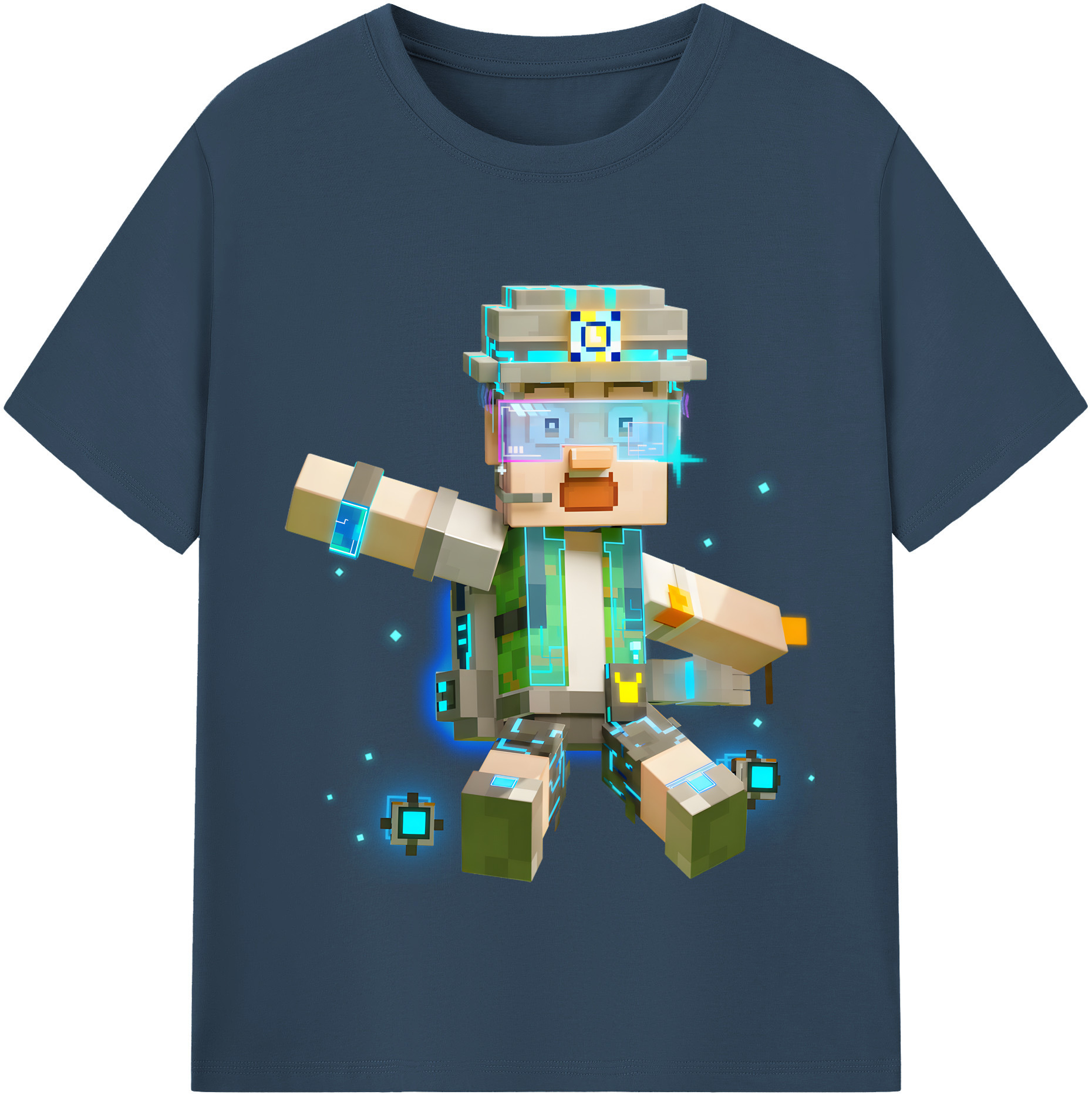 （画像用） マインクラフト ブロックの世界 Minecraft MC Block world 綿100％半袖Tシャツ（フロントプリント）