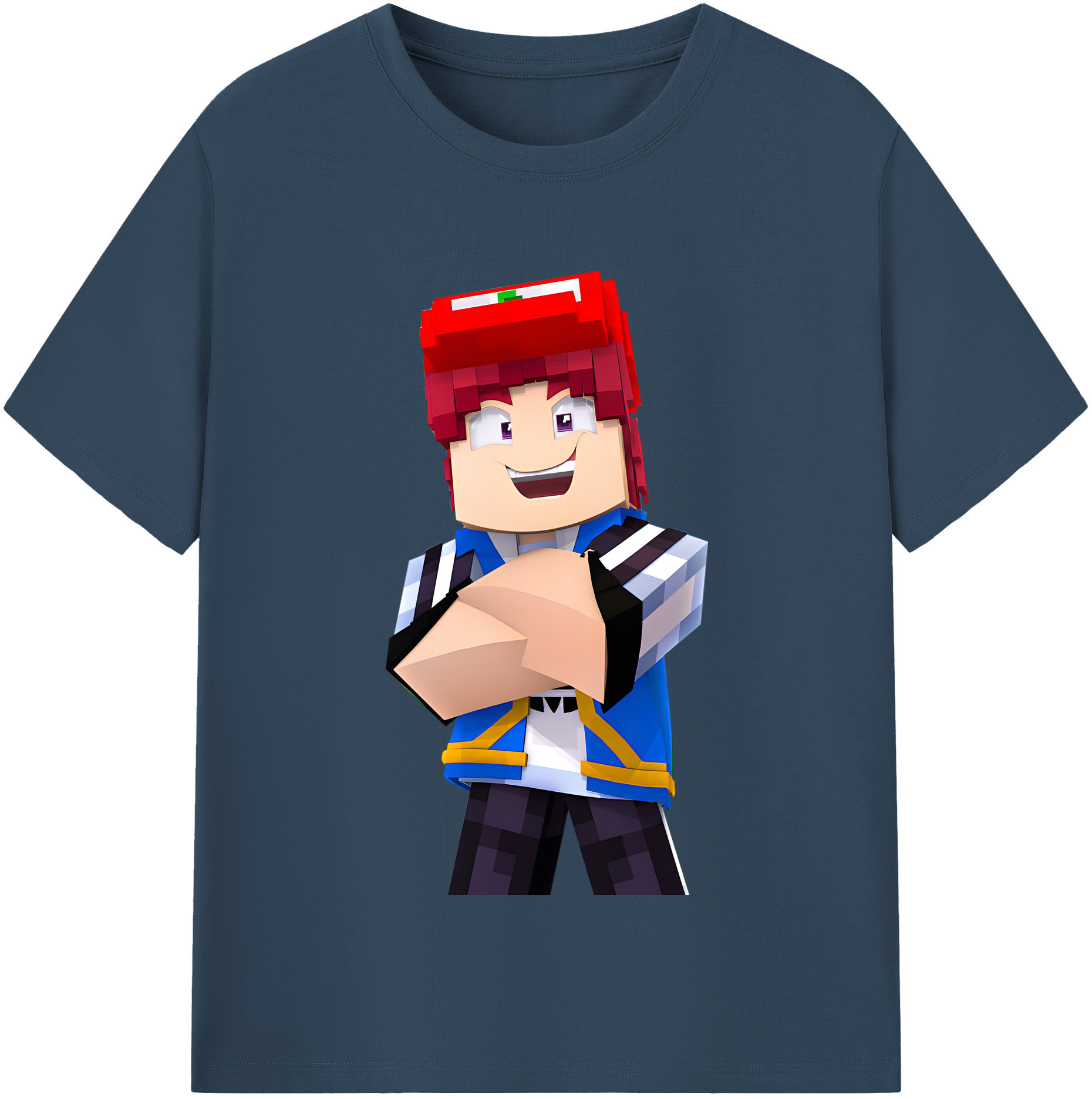 （画像用） マインクラフト ブロックの世界 Minecraft MC Block world 綿100％半袖Tシャツ（フロントプリント）