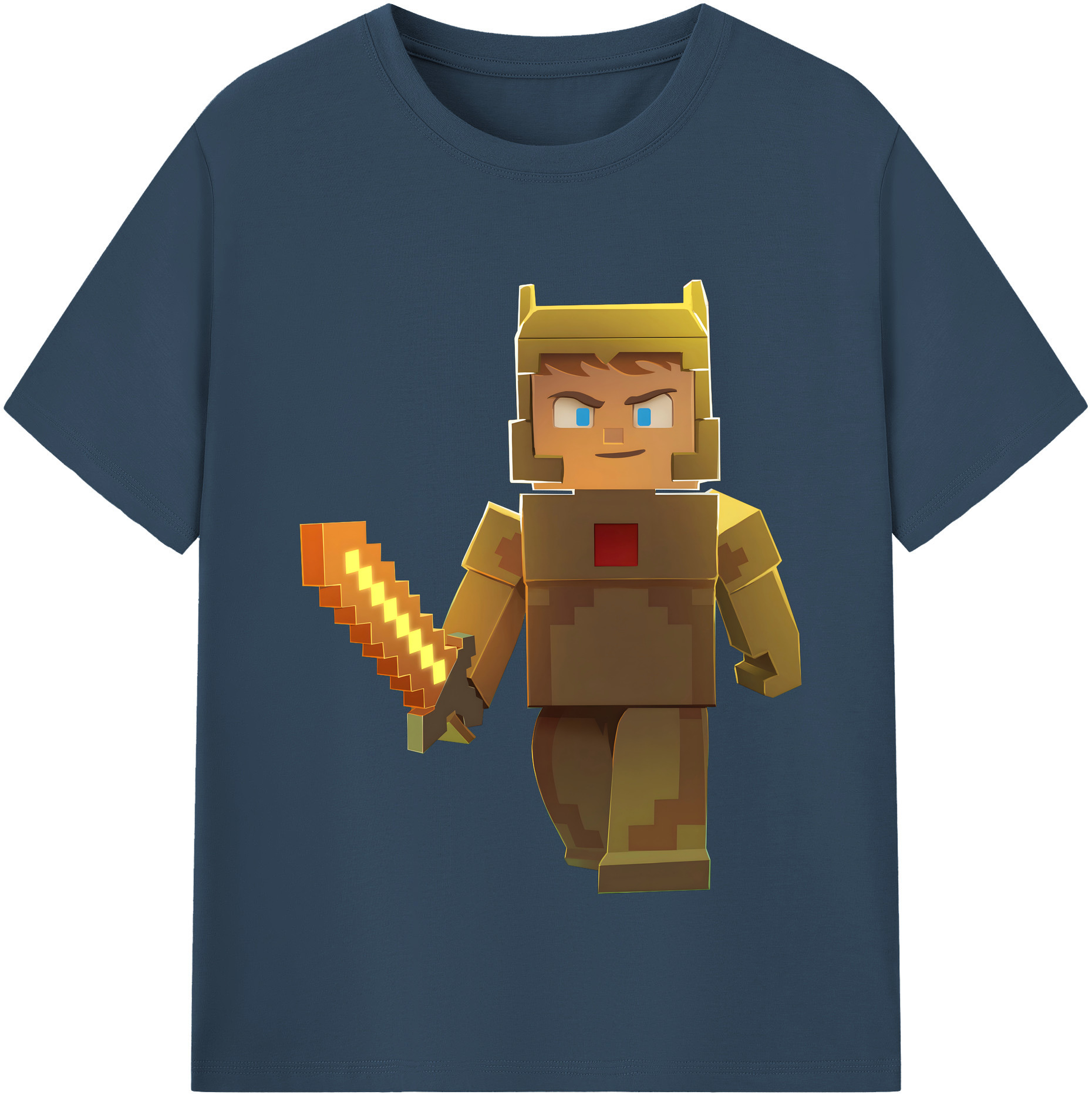 （画像用） マインクラフト ブロックの世界 Minecraft MC Block world 綿100％半袖Tシャツ（フロントプリント）