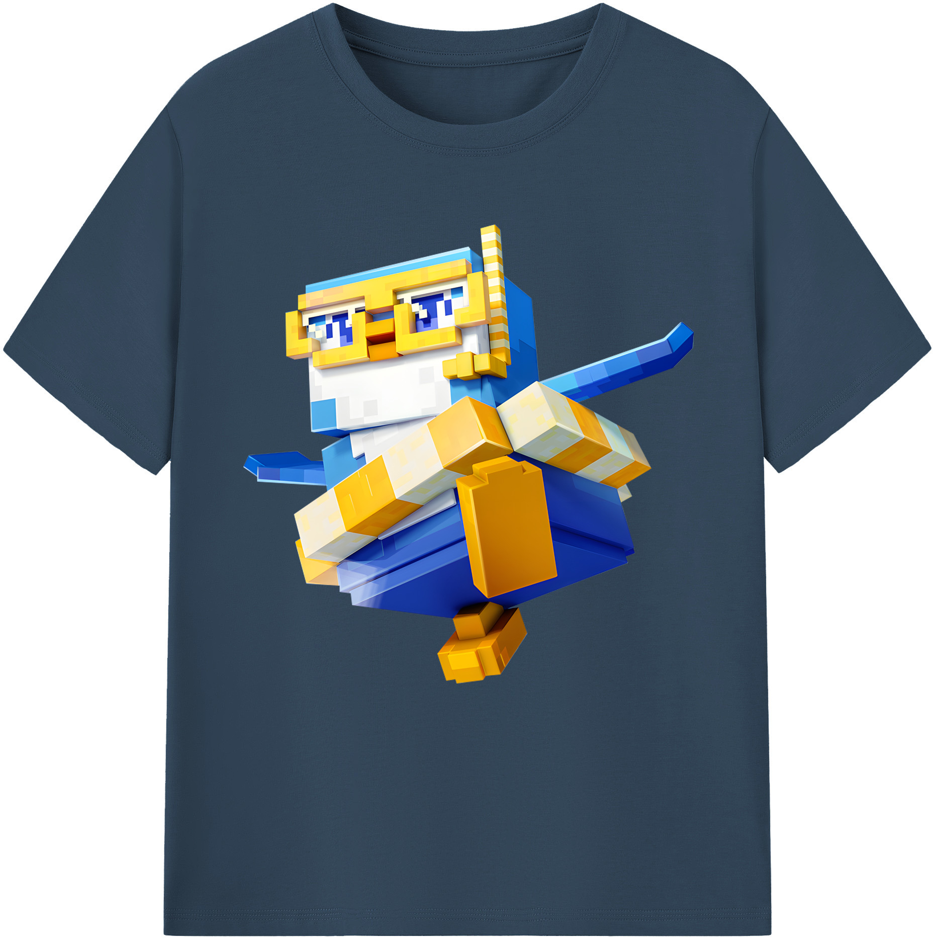 （画像用） マインクラフト ブロックの世界 Minecraft MC Block world 綿100％半袖Tシャツ（フロントプリント）
