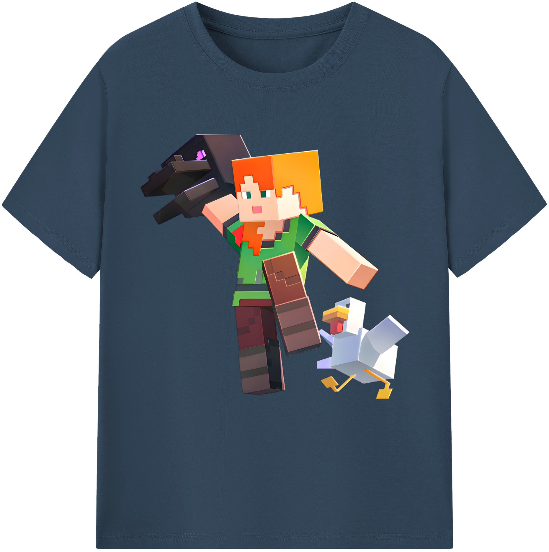 （画像用） マインクラフト ブロックの世界 Minecraft MC Block world 綿100％半袖Tシャツ（フロントプリント）