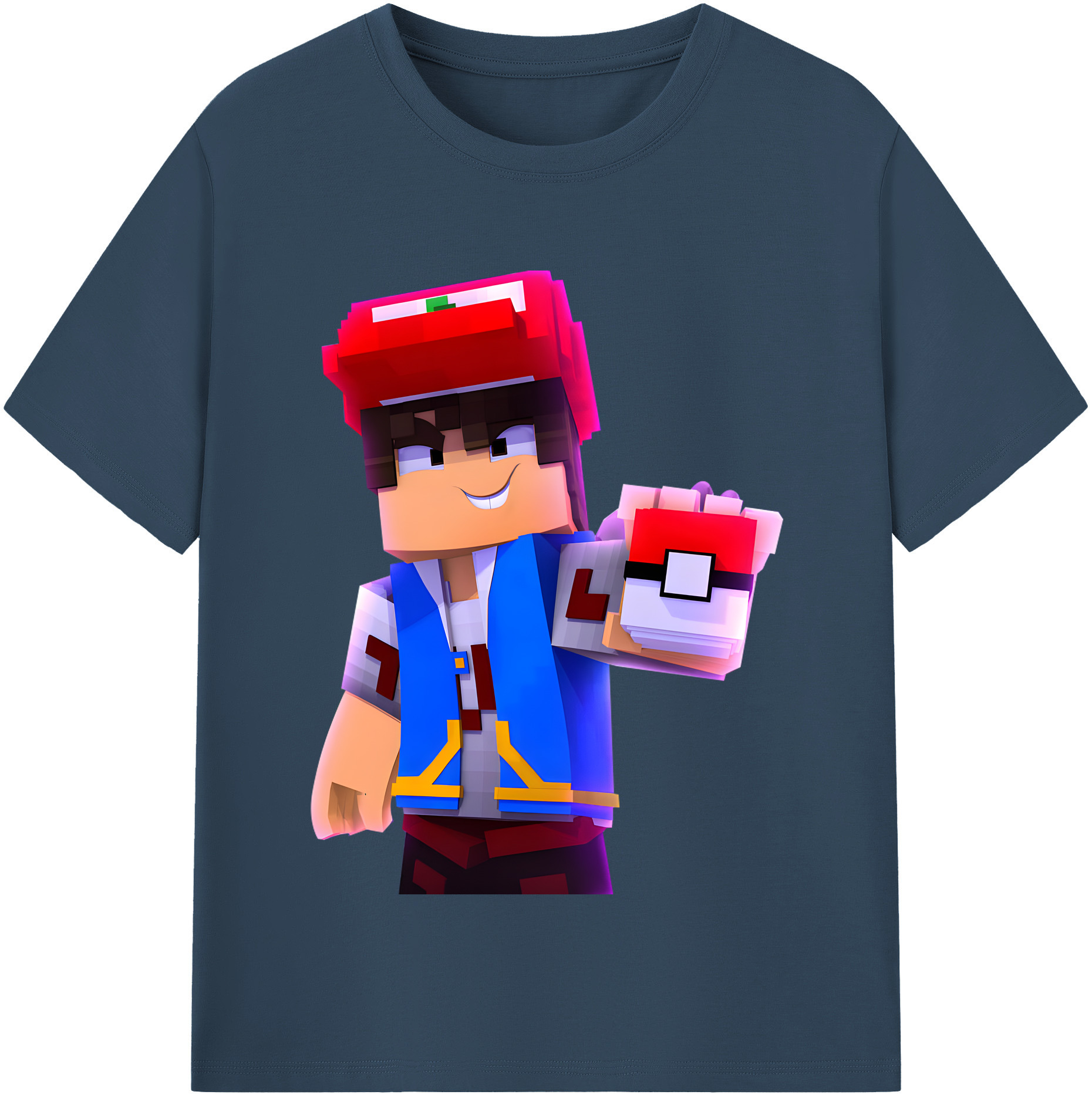 （画像用） マインクラフト ブロックの世界 Minecraft MC Block world 綿100％半袖Tシャツ（フロントプリント）