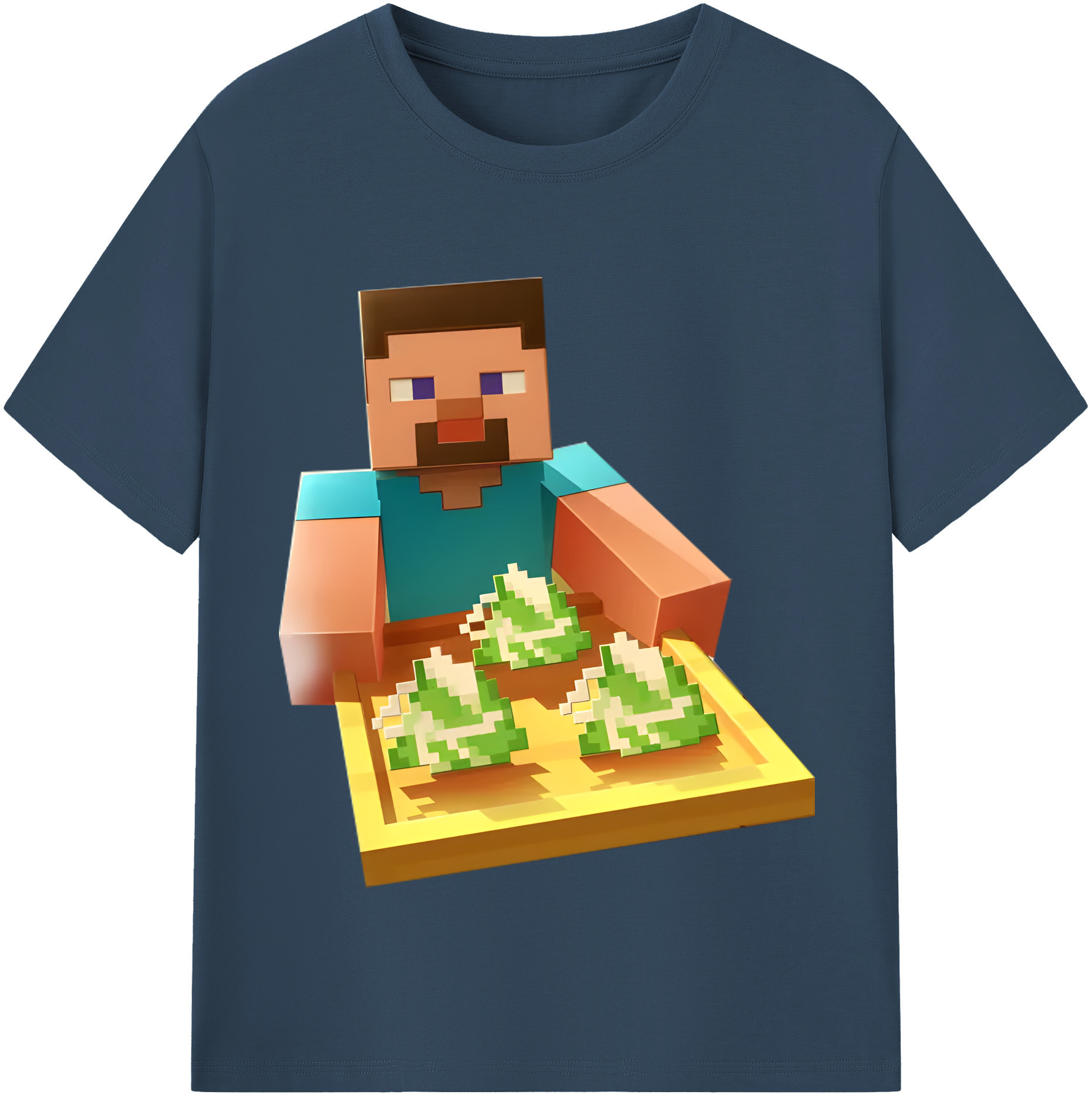 （画像用） マインクラフト ブロックの世界 Minecraft MC Block world 綿100％半袖Tシャツ（フロントプリント）