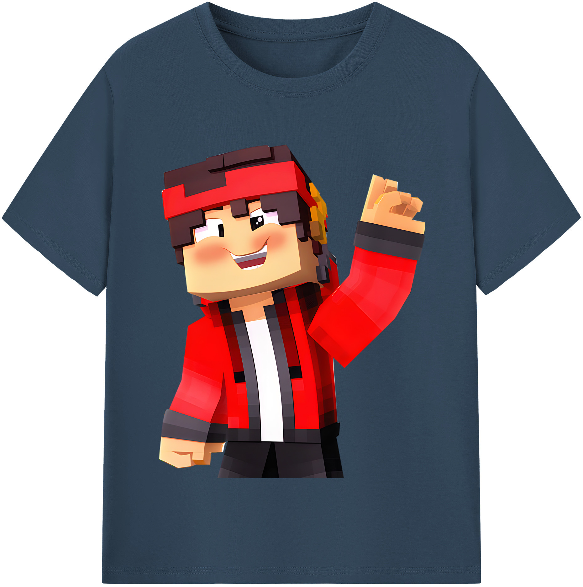 （画像用） マインクラフト ブロックの世界 Minecraft MC Block world 綿100％半袖Tシャツ（フロントプリント）