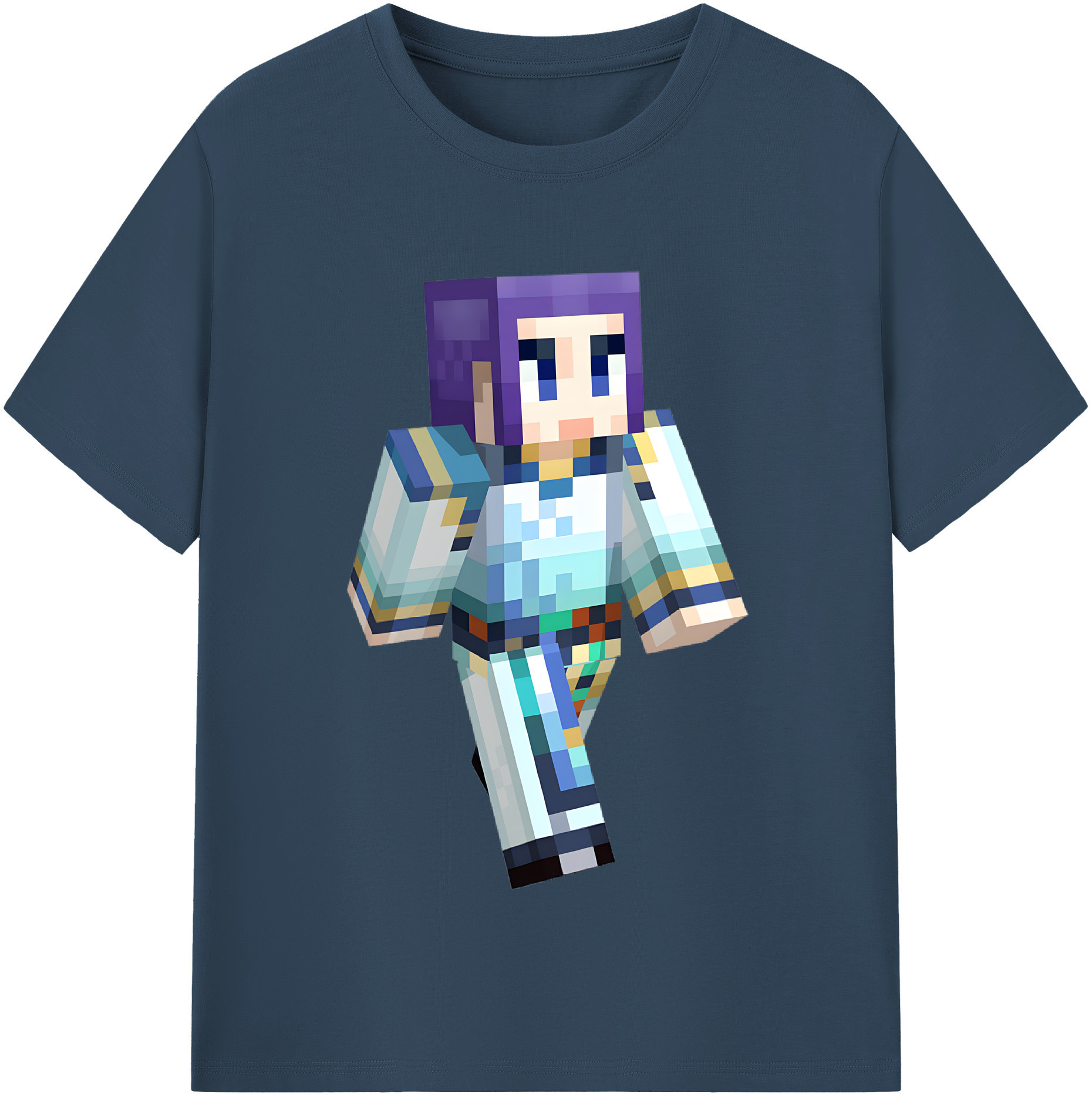（画像用） マインクラフト ブロックの世界 Minecraft MC Block world 綿100％半袖Tシャツ（フロントプリント）