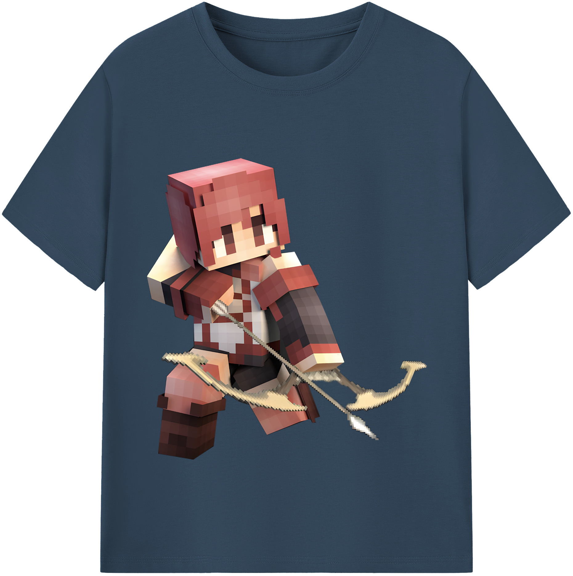（画像用） マインクラフト ブロックの世界 Minecraft MC Block world 綿100％半袖Tシャツ（フロントプリント）