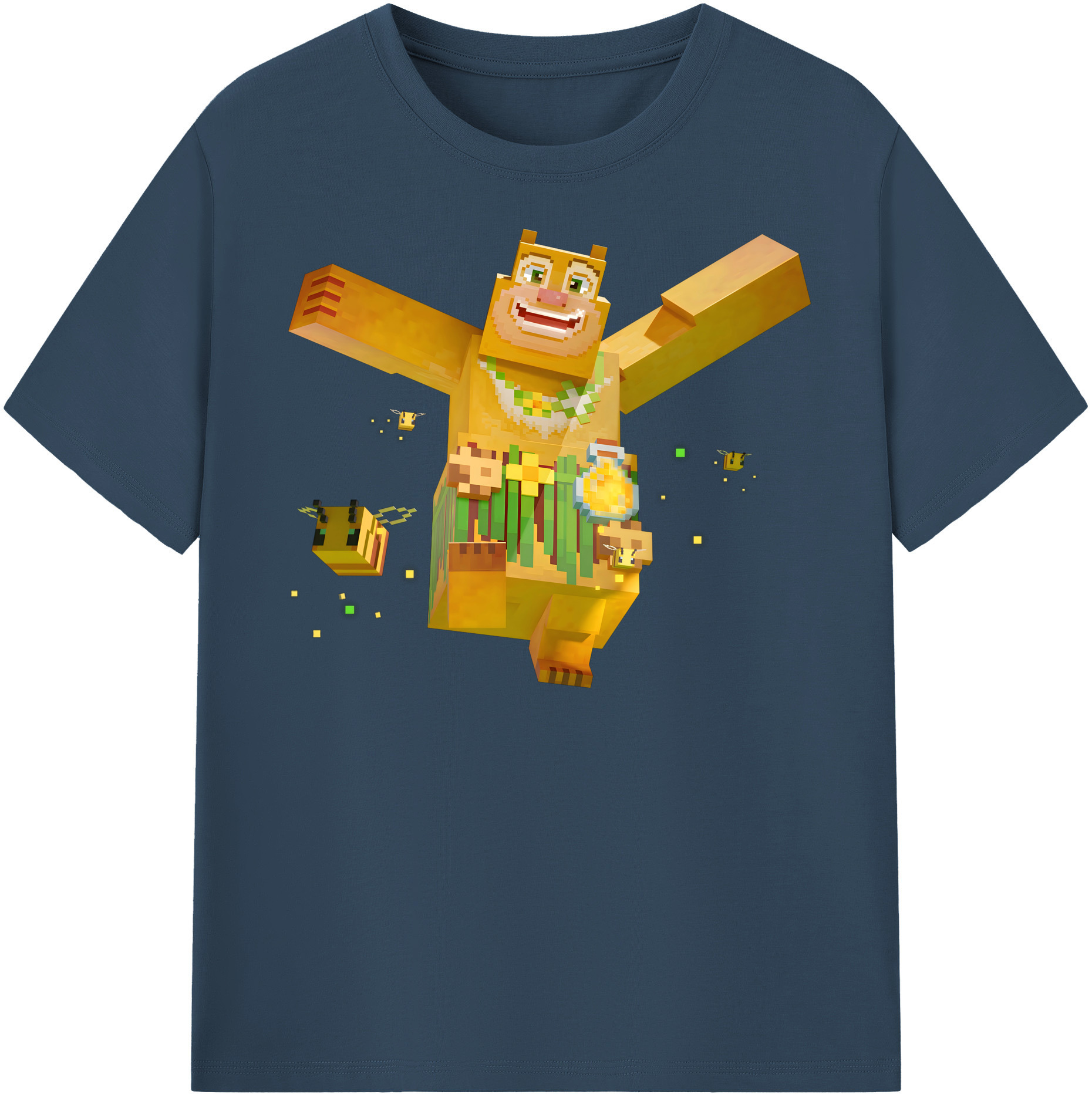 （画像用） マインクラフト ブロックの世界 Minecraft MC Block world 綿100％半袖Tシャツ（フロントプリント）