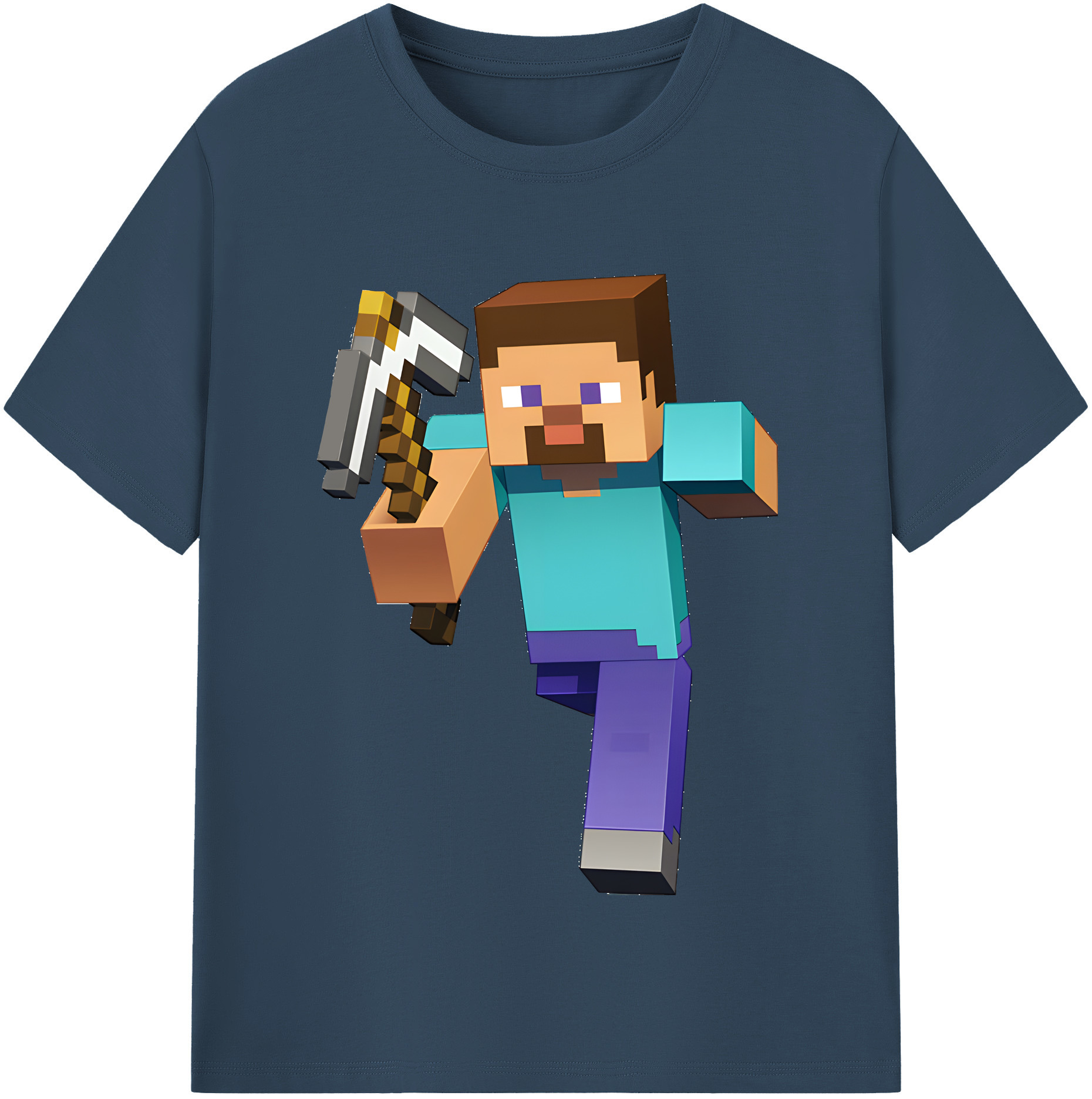 （画像用） マインクラフト ブロックの世界 Minecraft MC Block world 綿100％半袖Tシャツ（フロントプリント）