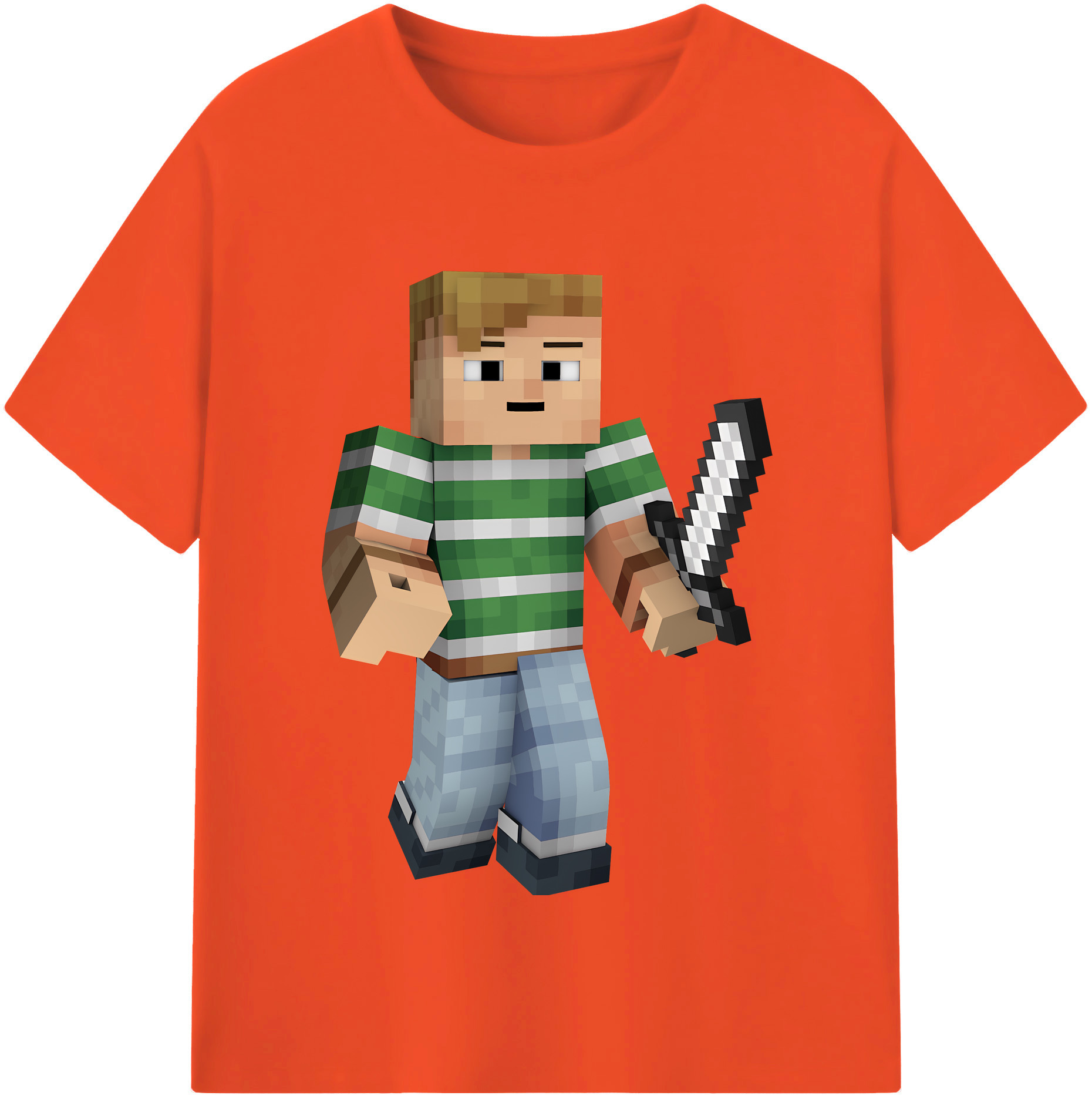（画像用） マインクラフト ブロックの世界 Minecraft MC Block world 綿100％半袖Tシャツ（フロントプリント）