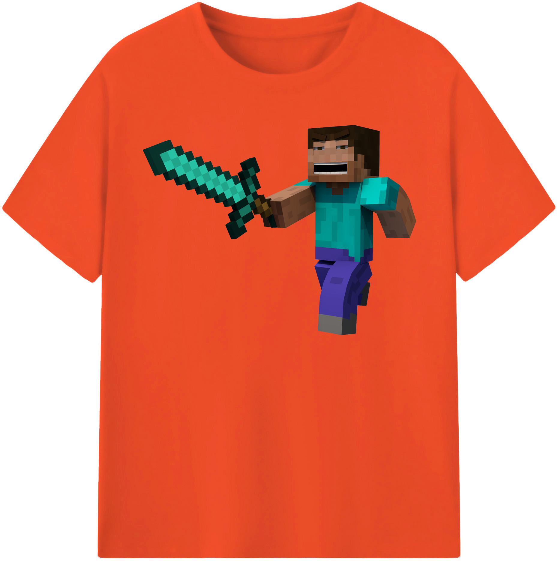 （画像用） マインクラフト ブロックの世界 Minecraft MC Block world 綿100％半袖Tシャツ（フロントプリント）