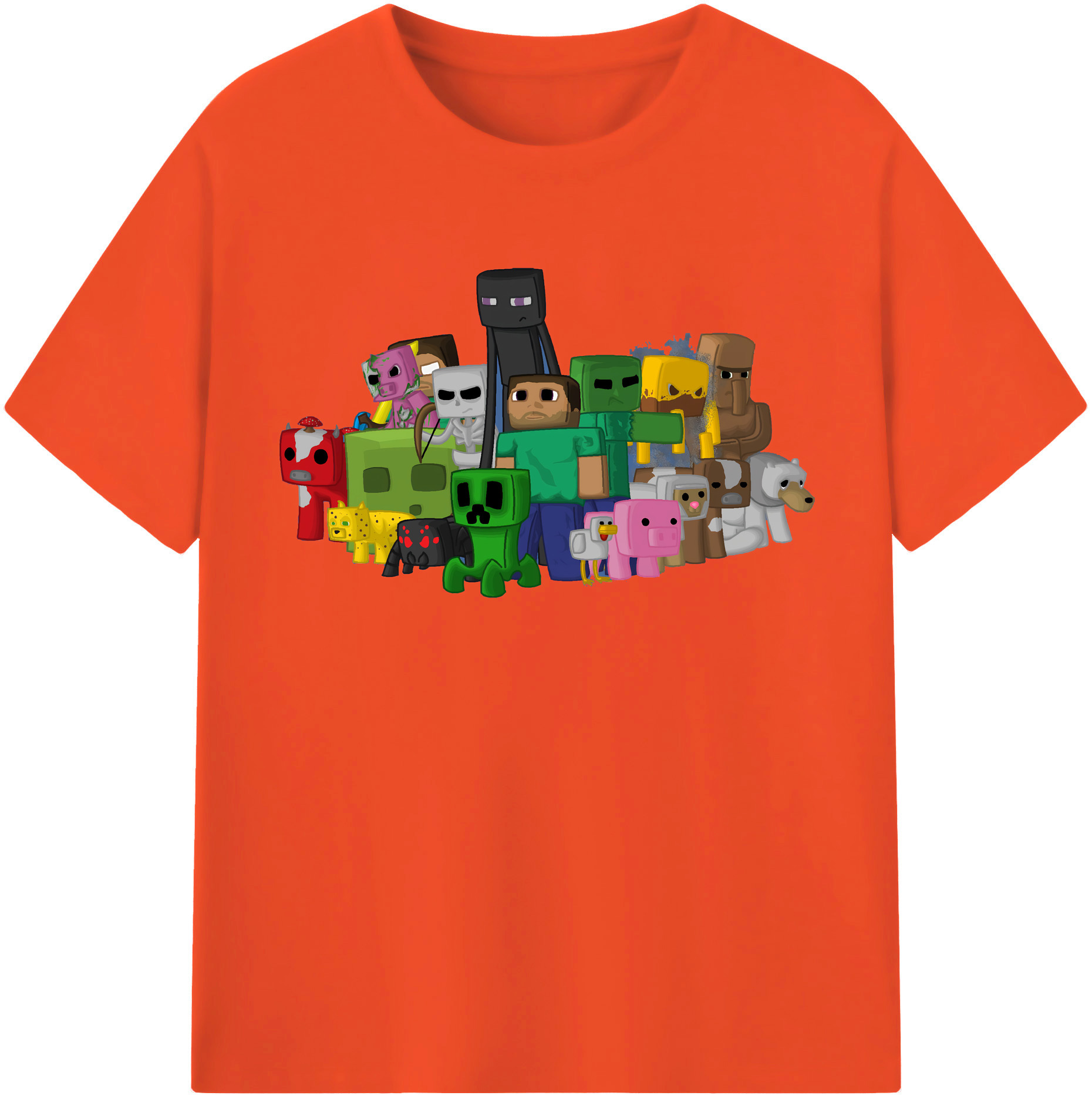 （画像用） マインクラフト ブロックの世界 Minecraft MC Block world 綿100％半袖Tシャツ（フロントプリント）