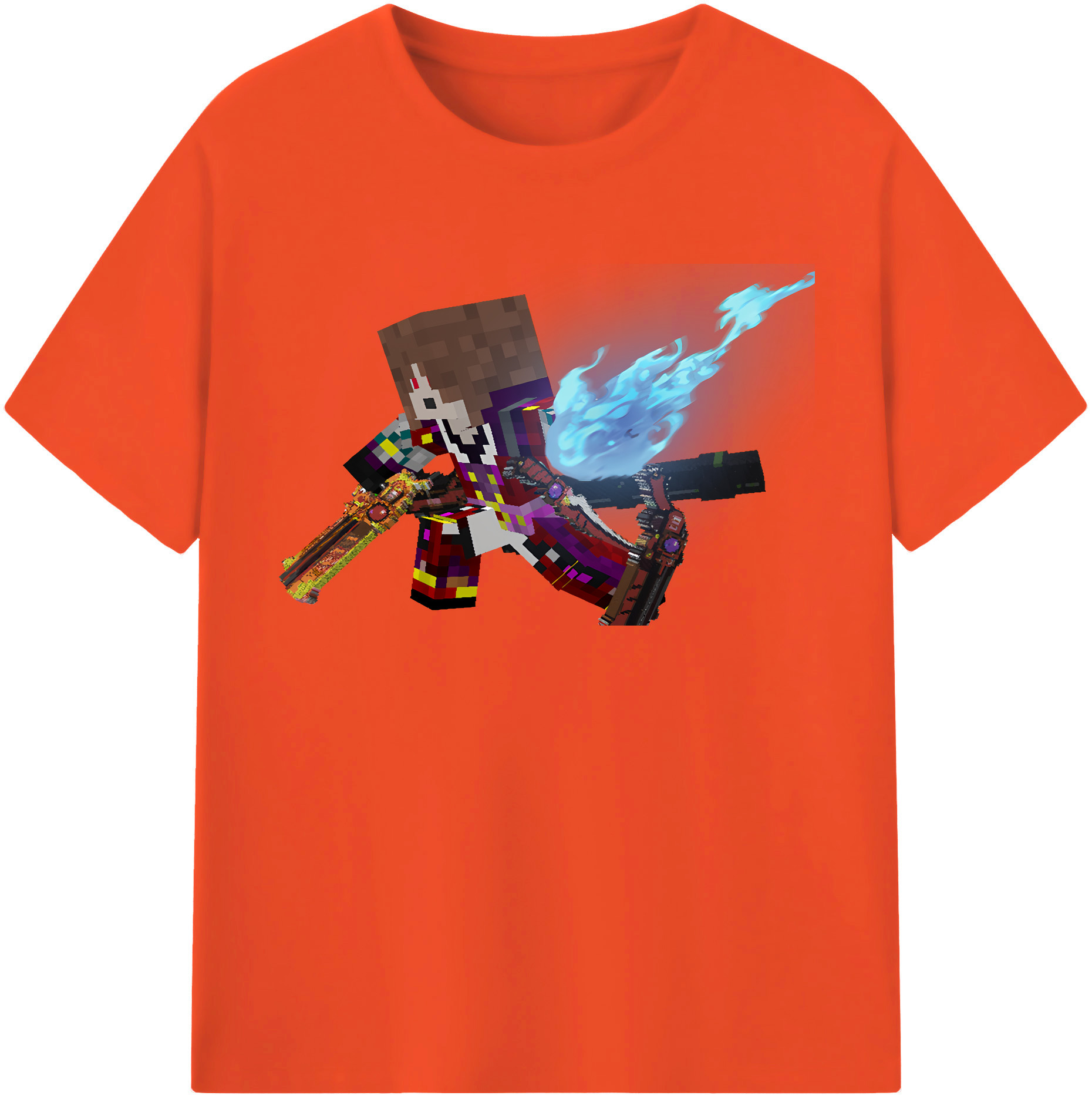 （画像用） マインクラフト ブロックの世界 Minecraft MC Block world 綿100％半袖Tシャツ（フロントプリント）
